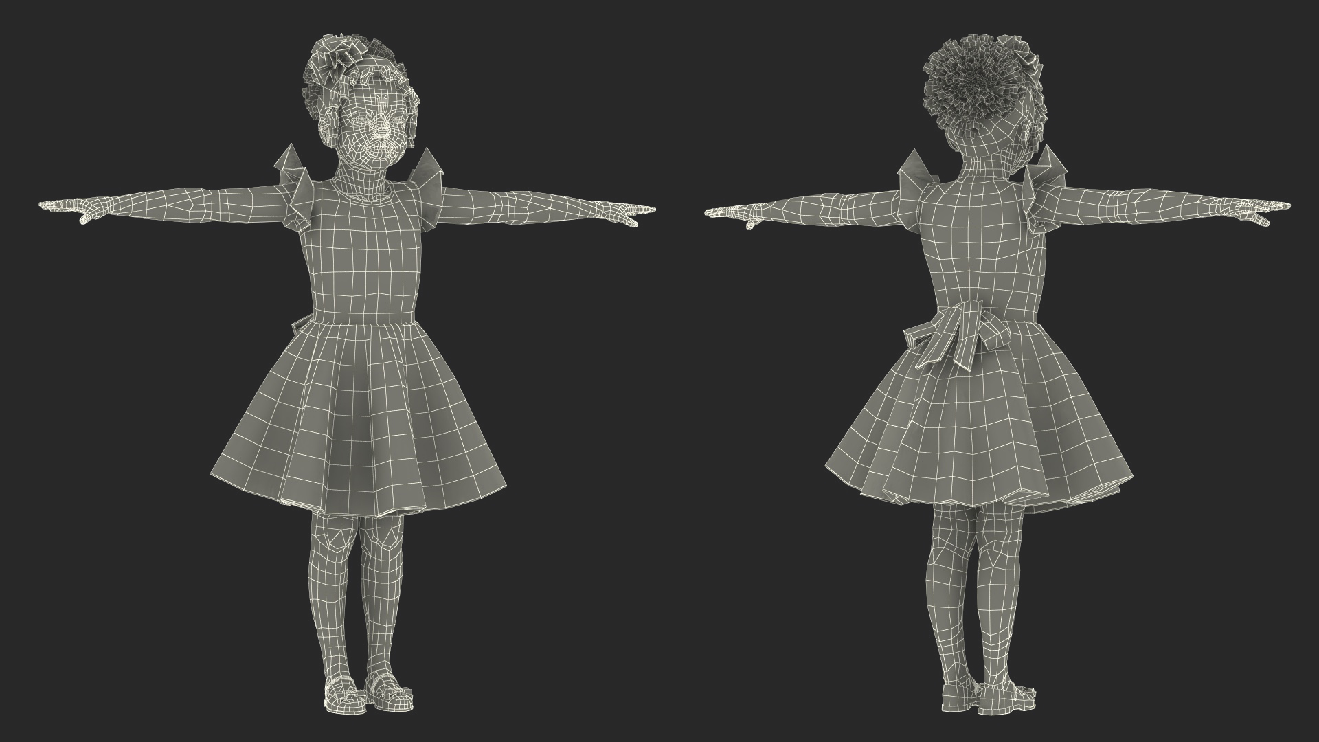 Party Style Black Child Girl Rigged for Maya 3D model