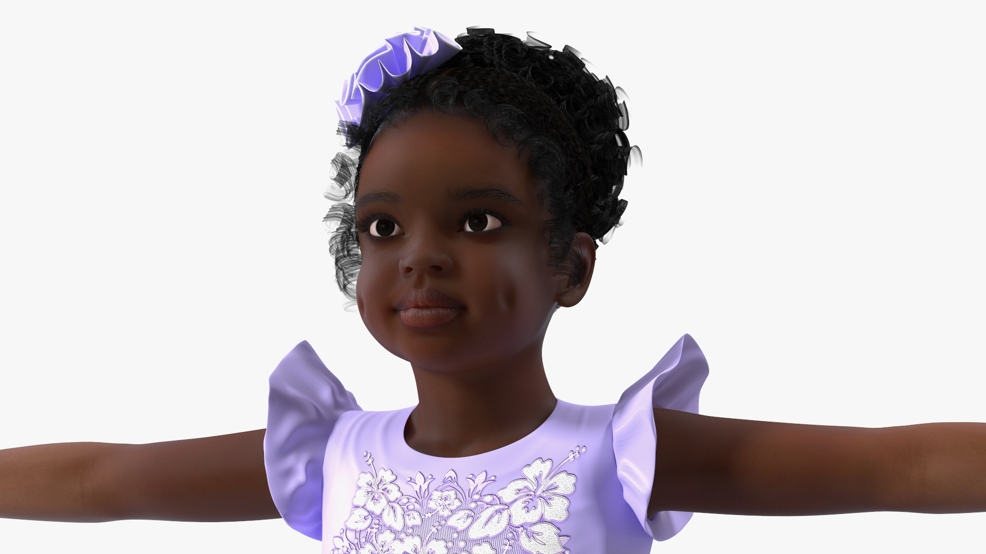 Party Style Black Child Girl Rigged for Maya 3D model