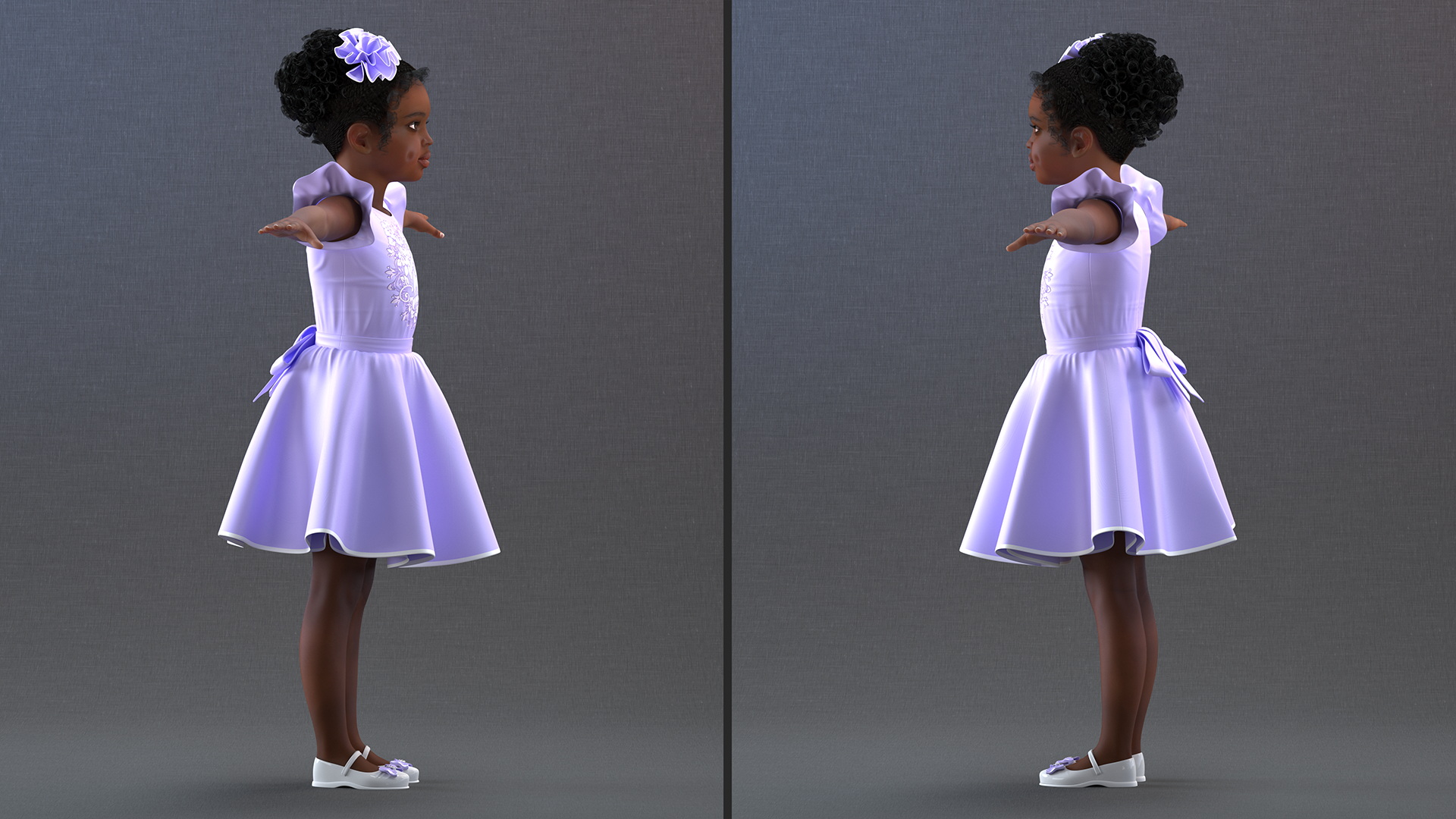 Party Style Black Child Girl Rigged for Maya 3D model
