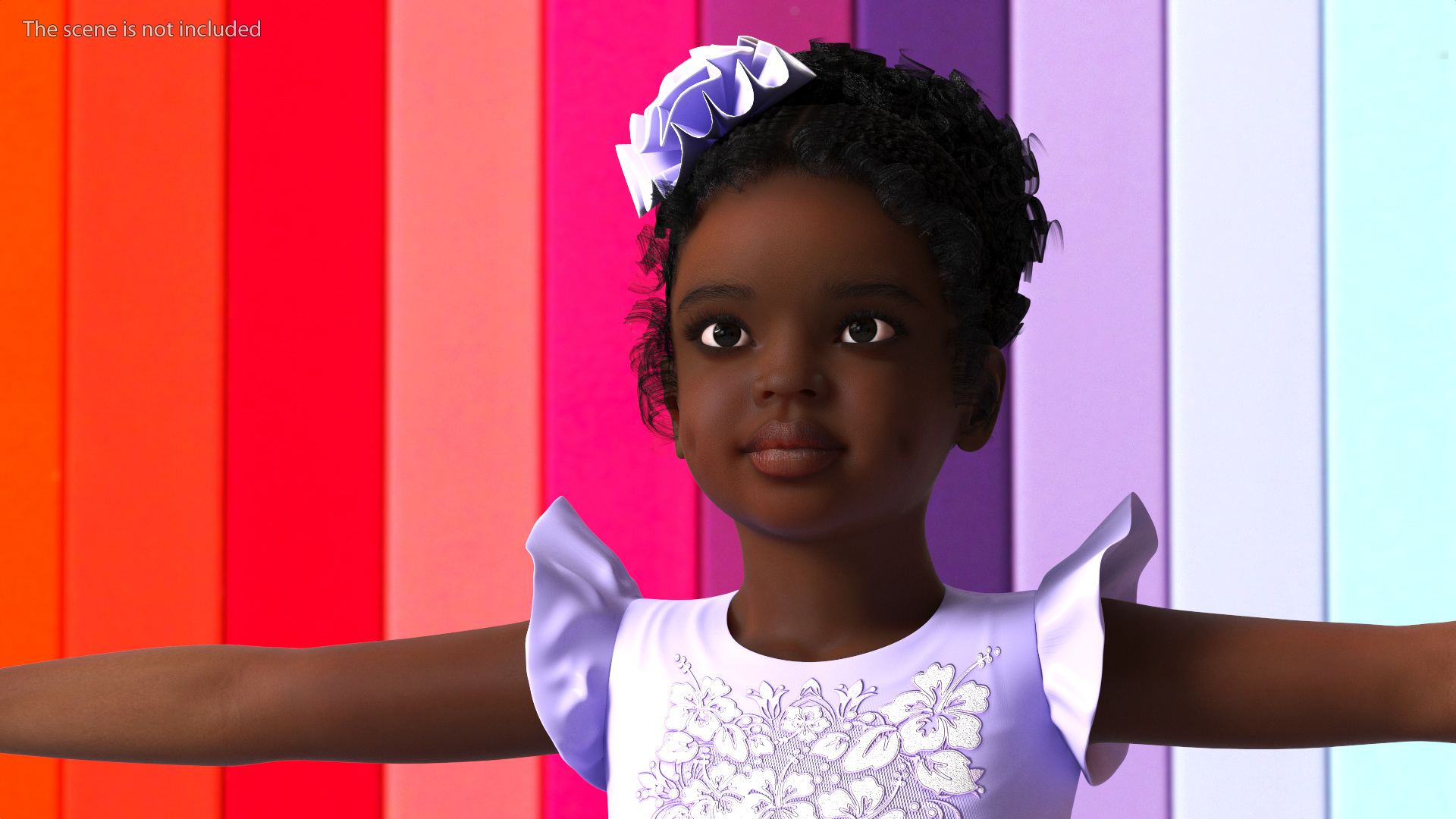 Party Style Black Child Girl Rigged for Maya 3D model