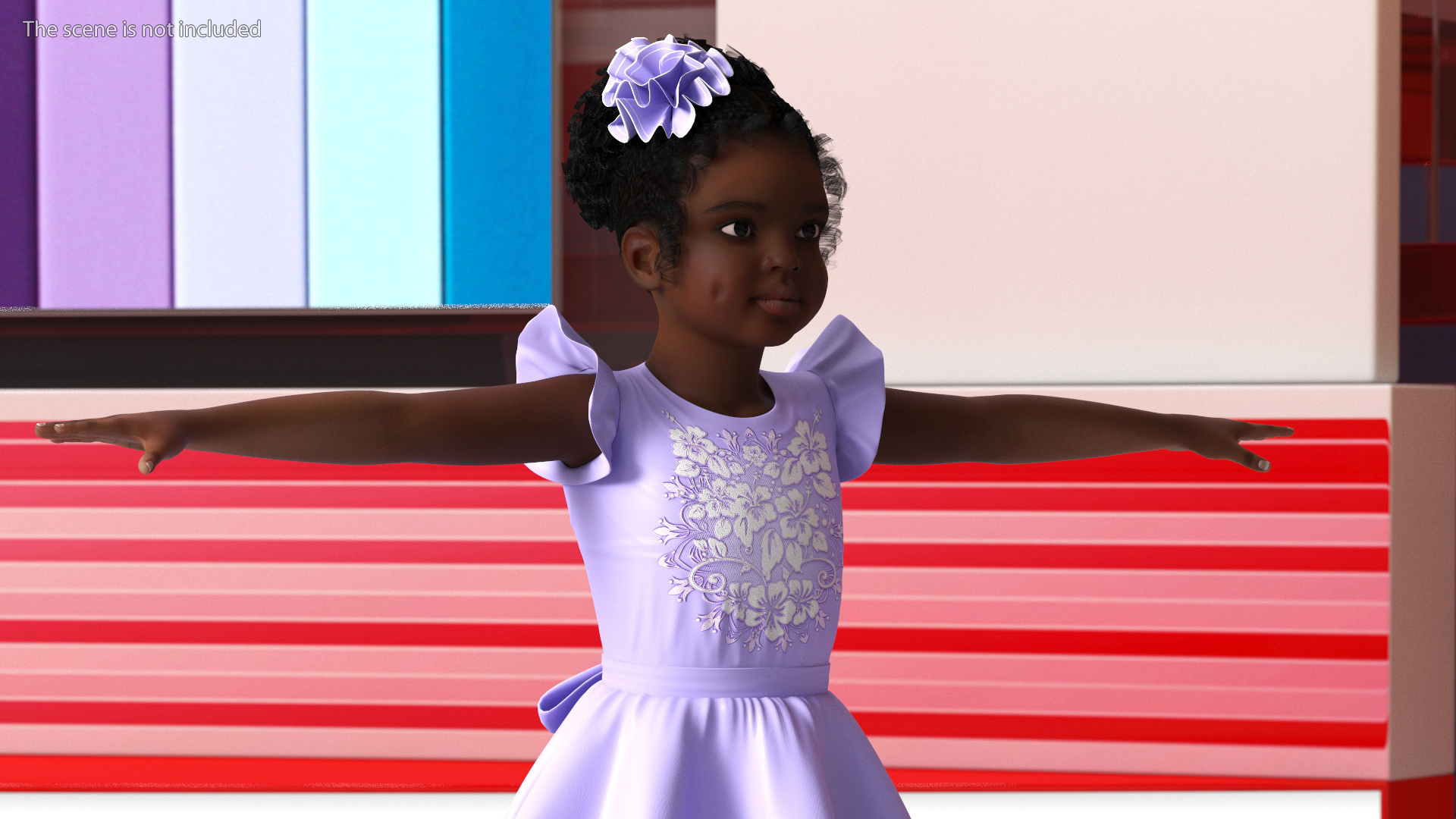 Party Style Black Child Girl Rigged for Maya 3D model