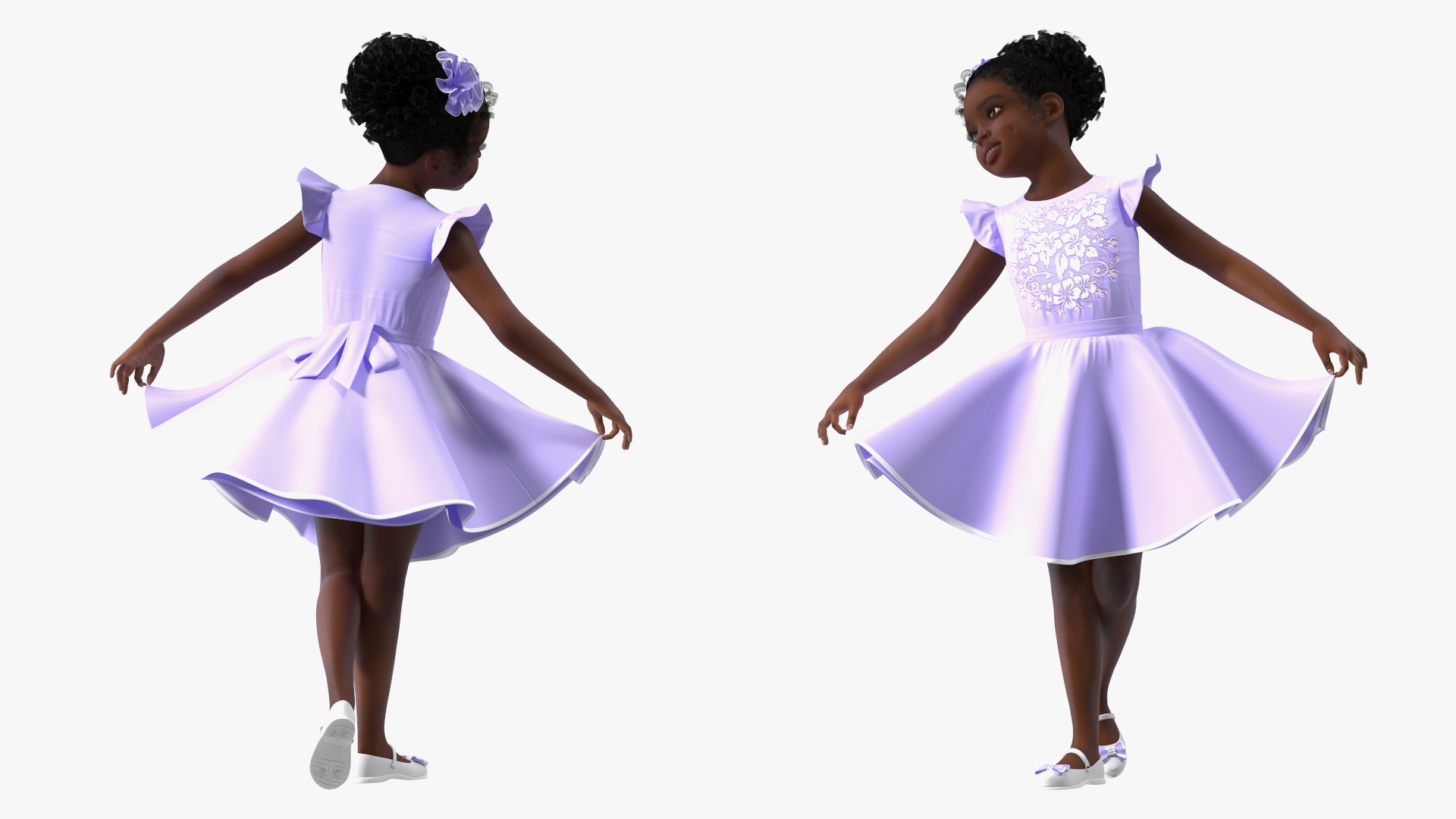 Party Style Black Child Girl Rigged for Maya 3D model