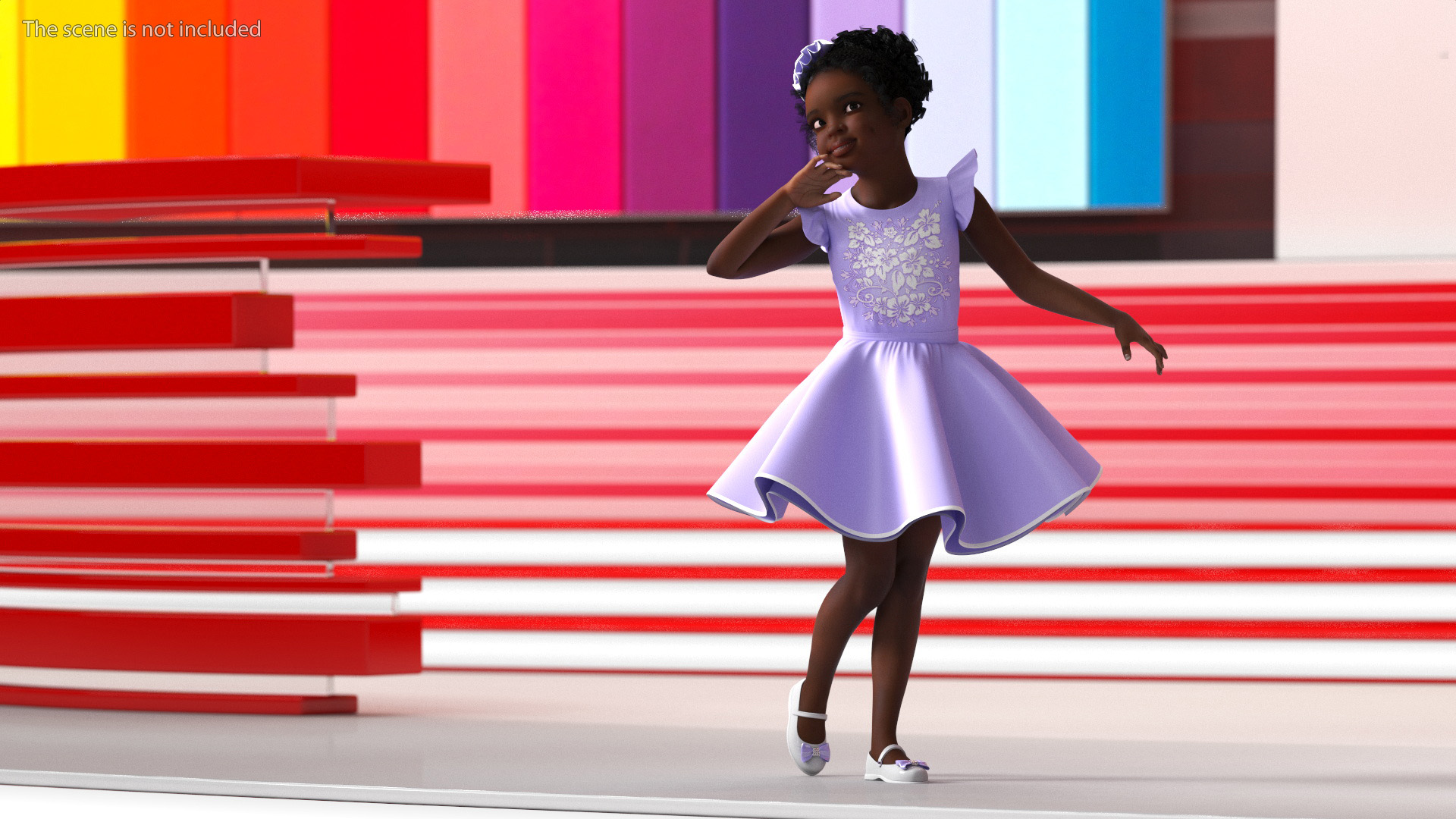 Party Style Black Child Girl Rigged for Maya 3D model