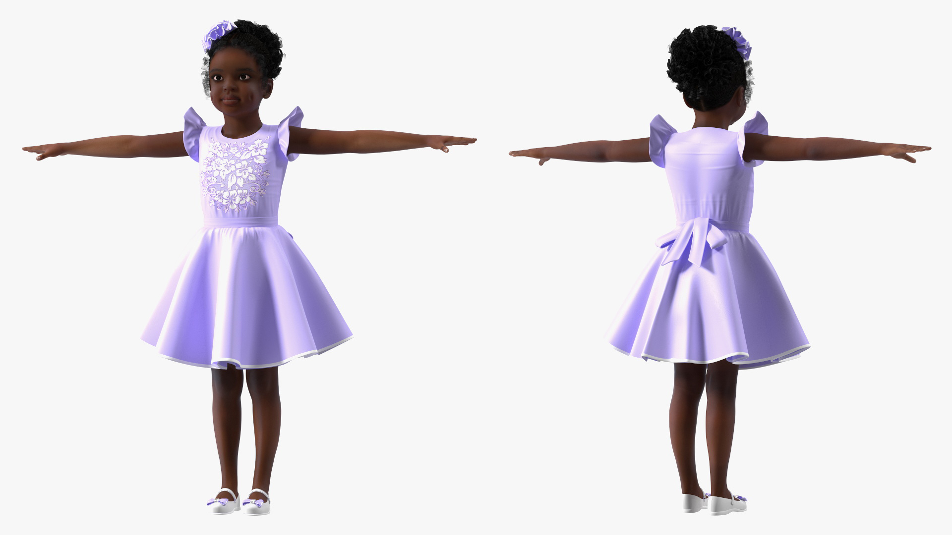 Party Style Black Child Girl Rigged for Maya 3D model