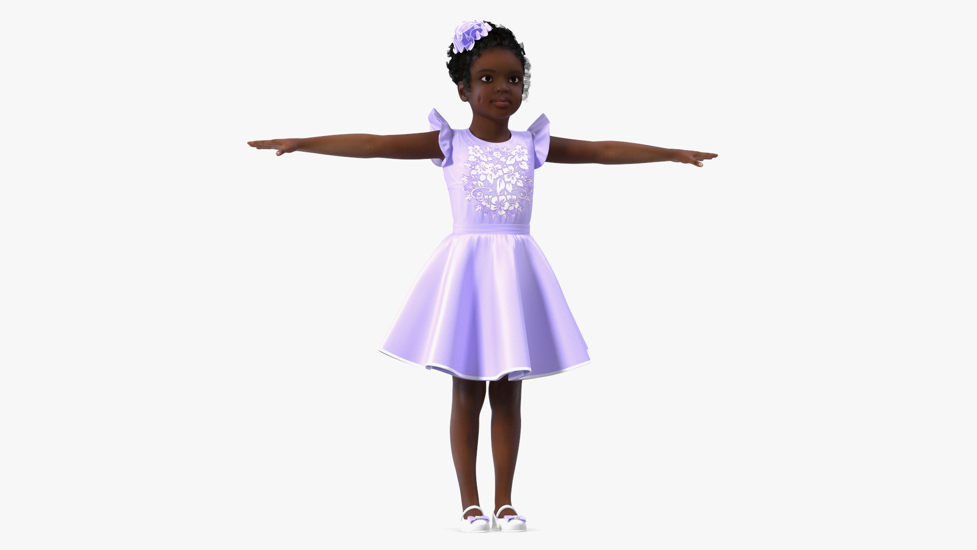 Party Style Black Child Girl Rigged for Maya 3D model