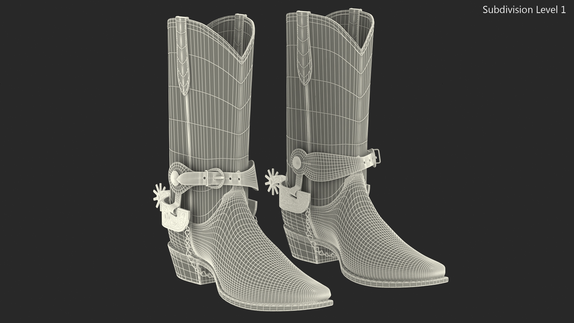 3D Crocodile Cowboy Boots with Spurs model