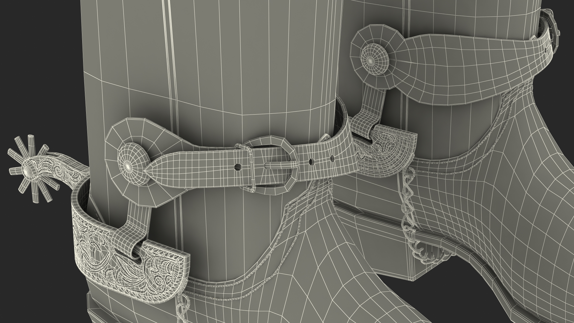 3D Crocodile Cowboy Boots with Spurs model