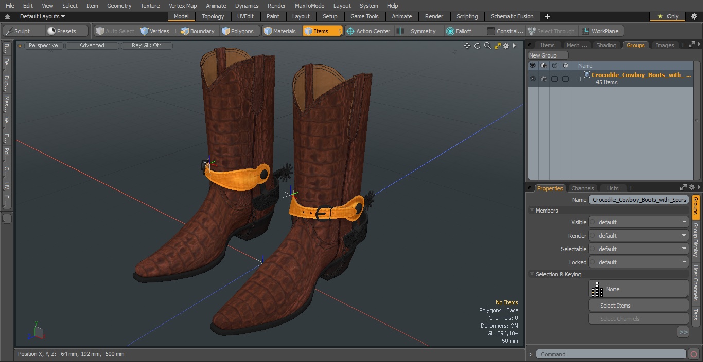 3D Crocodile Cowboy Boots with Spurs model