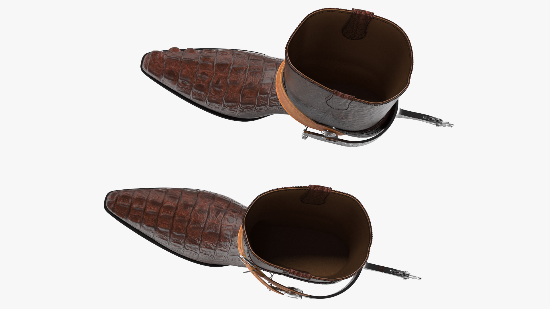 3D Crocodile Cowboy Boots with Spurs model