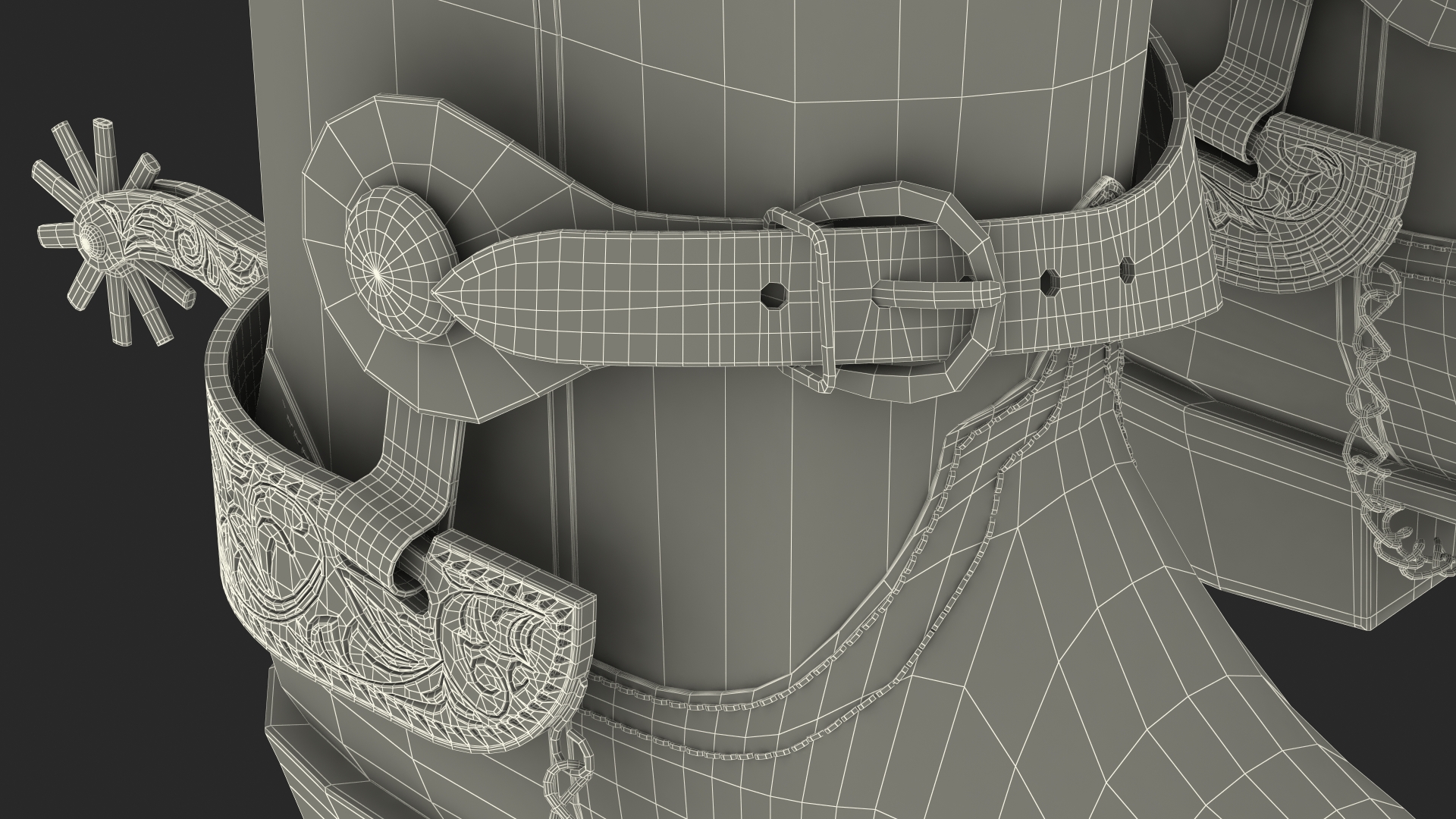 3D Crocodile Cowboy Boots with Spurs model