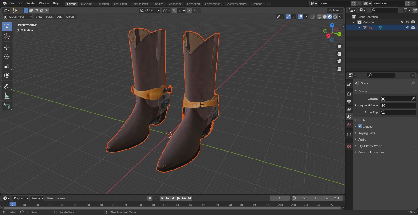 3D Crocodile Cowboy Boots with Spurs model