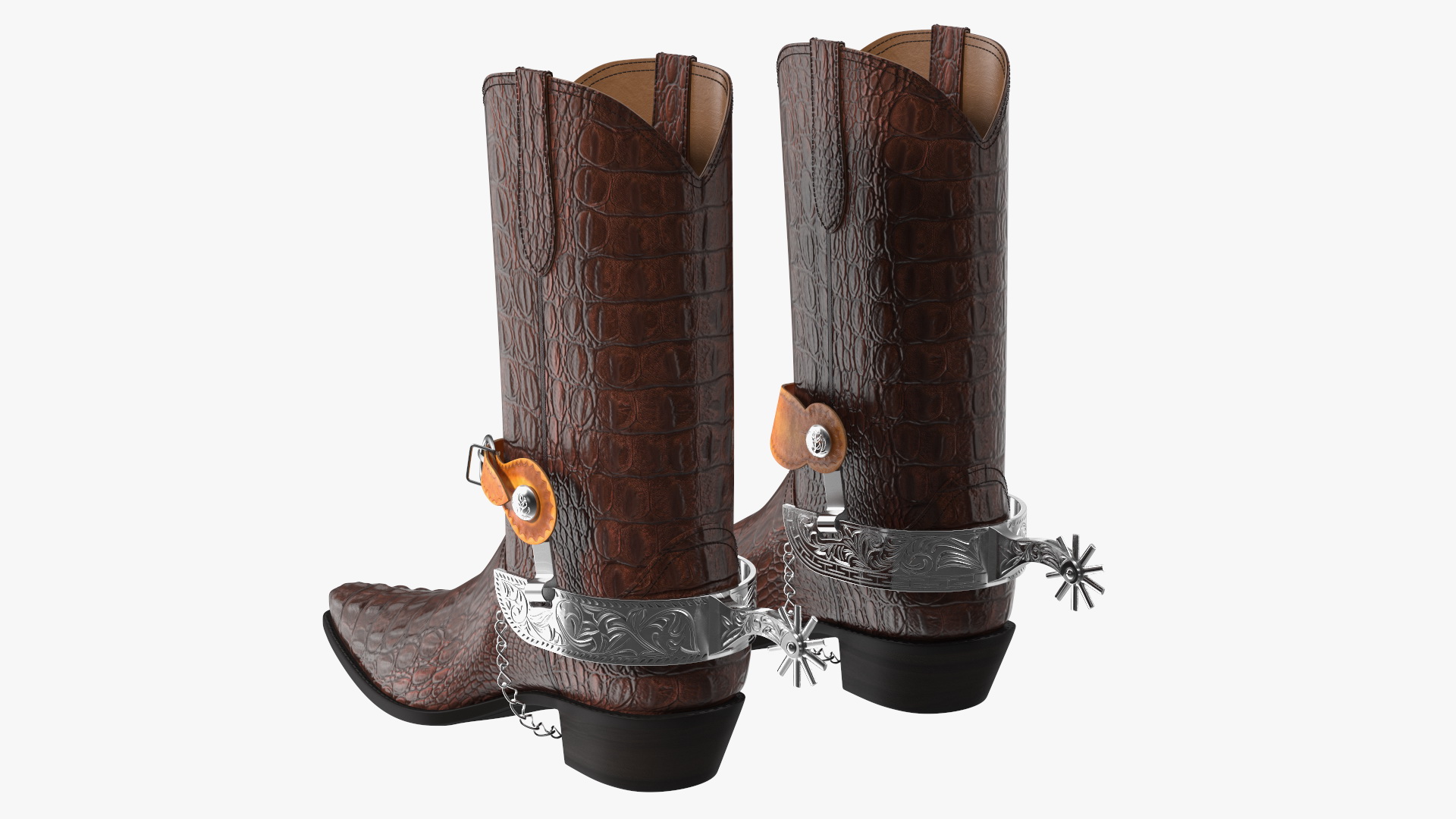 3D Crocodile Cowboy Boots with Spurs model