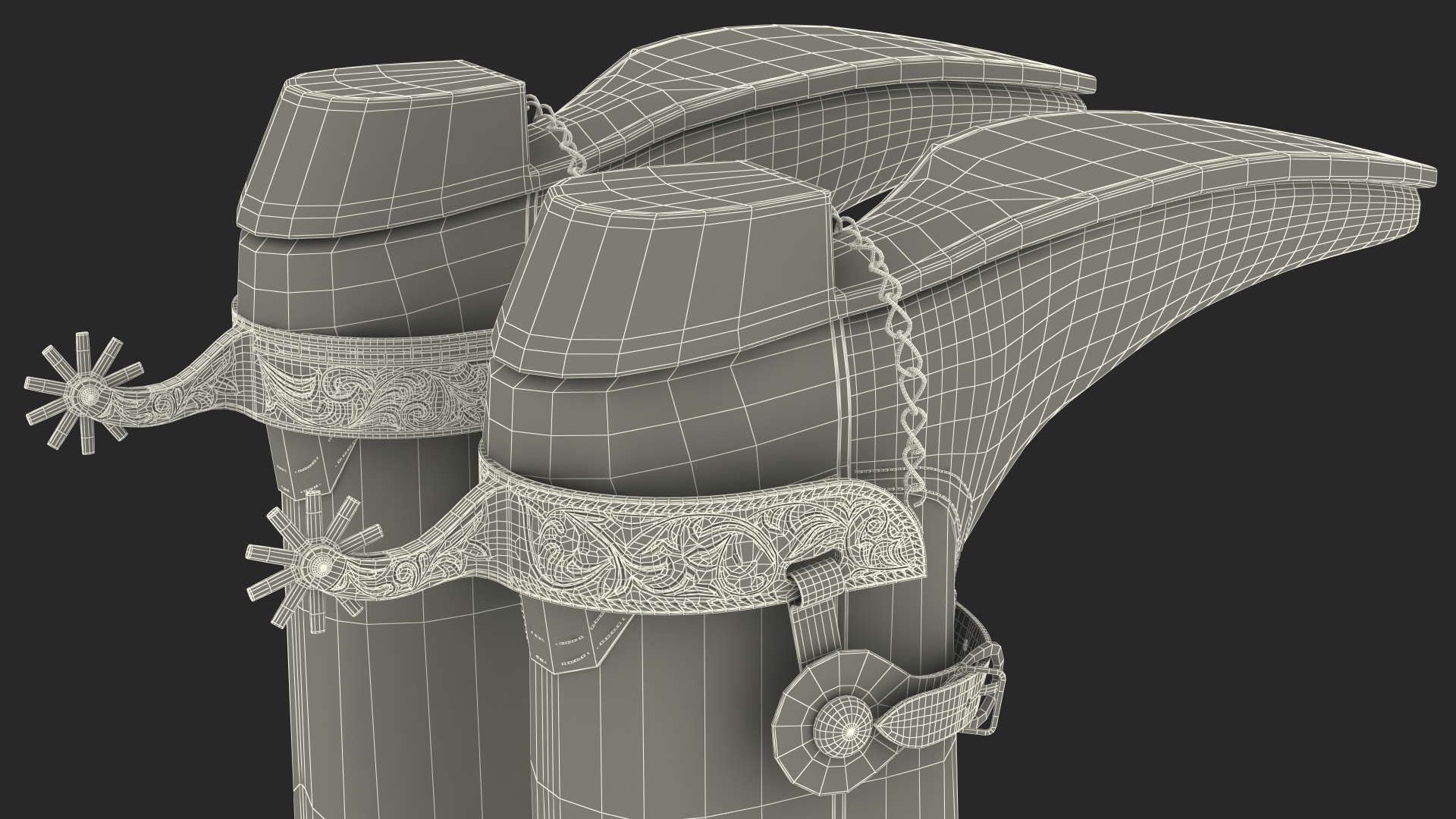 3D Crocodile Cowboy Boots with Spurs model