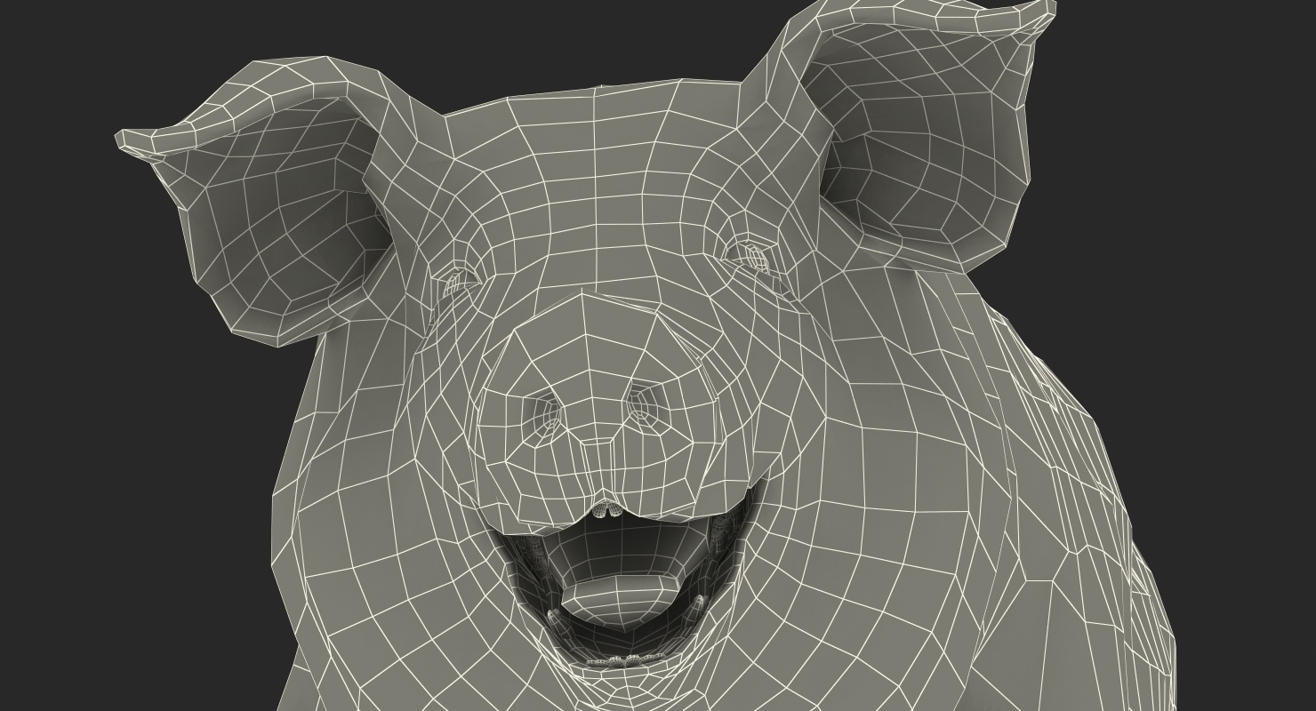 Hampshire Pig Sow with Fur Walking Pose 3D model