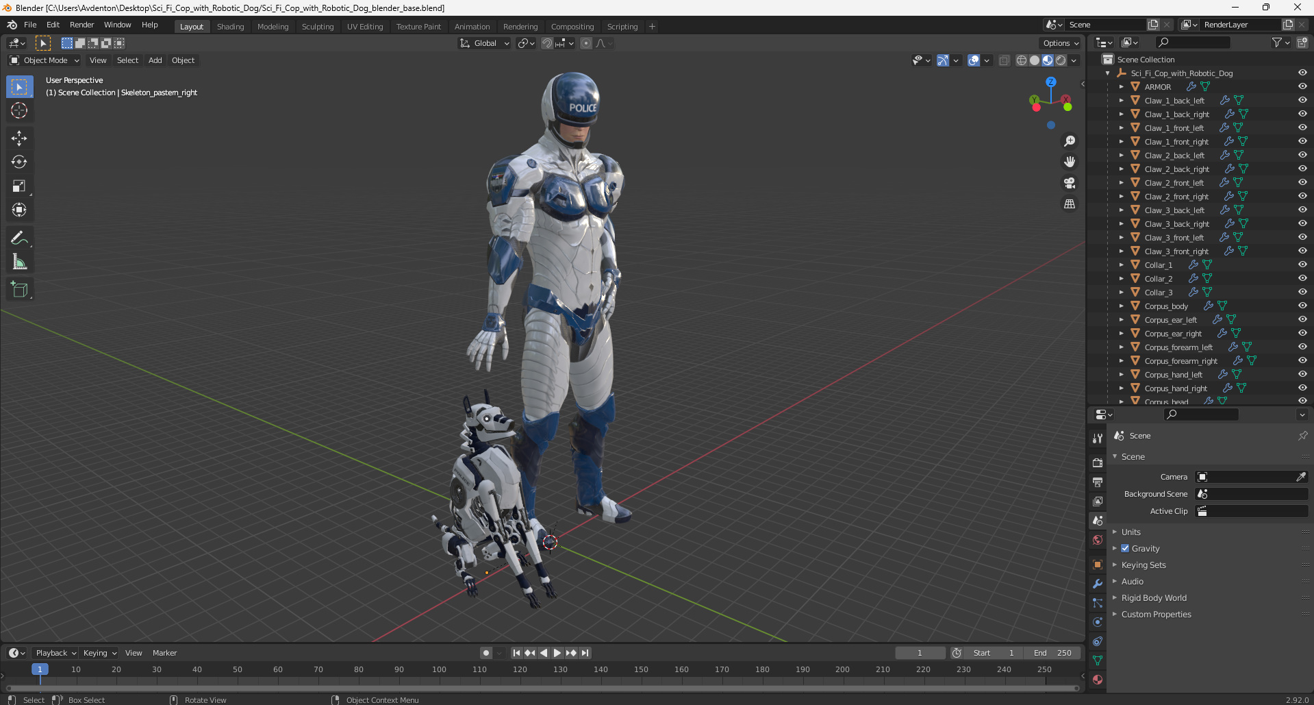 Sci Fi Cop with Robotic Dog 3D