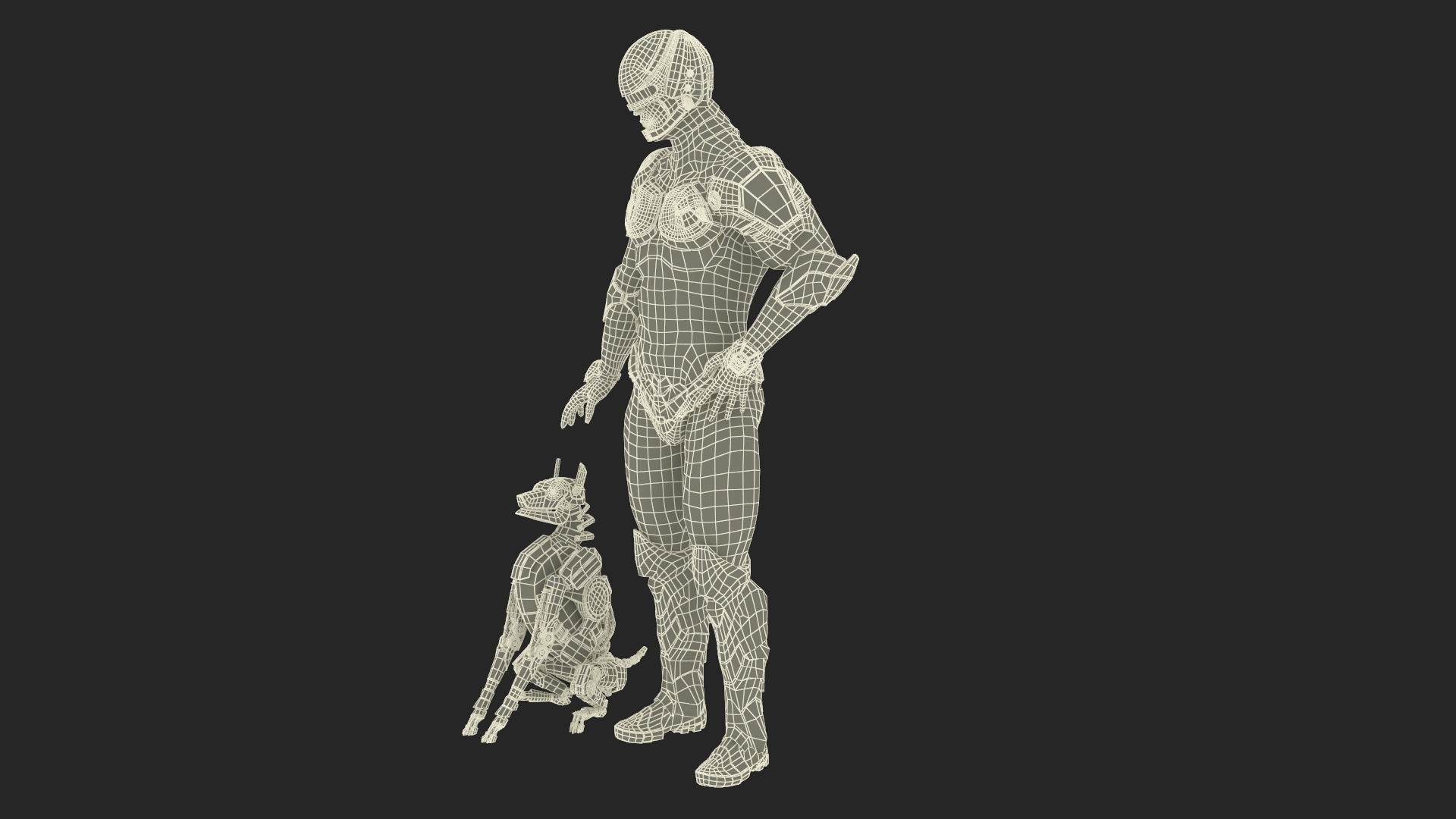 Sci Fi Cop with Robotic Dog 3D