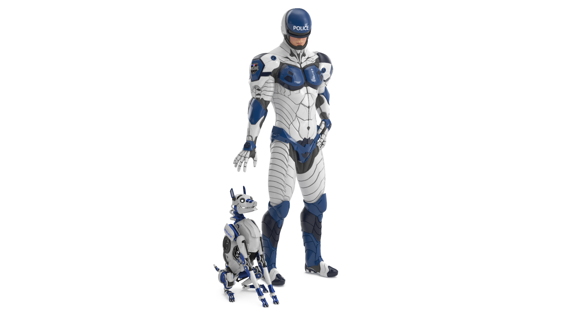 Sci Fi Cop with Robotic Dog 3D