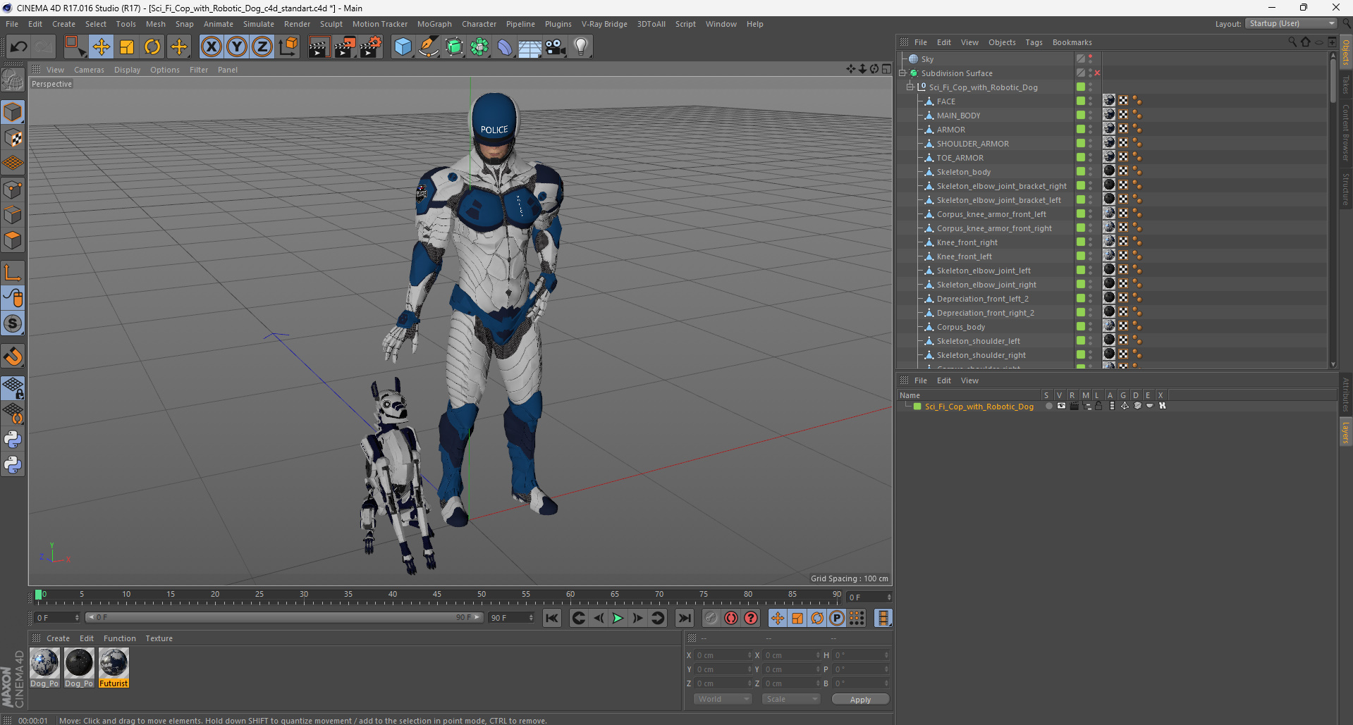 Sci Fi Cop with Robotic Dog 3D