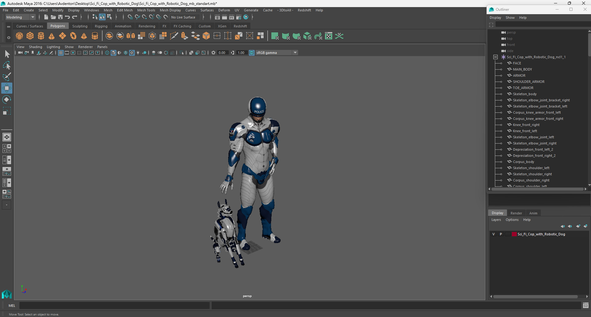 Sci Fi Cop with Robotic Dog 3D