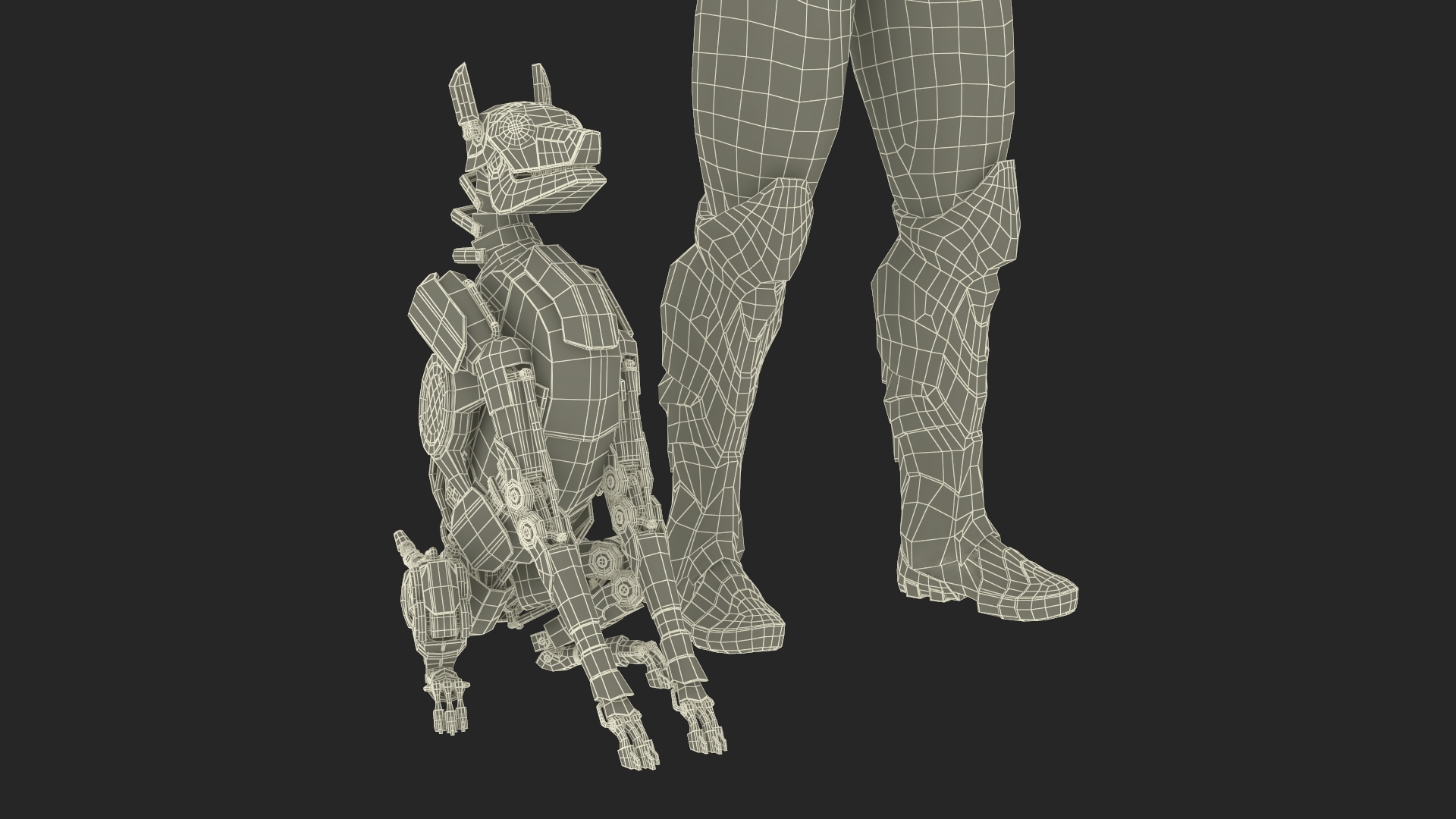 Sci Fi Cop with Robotic Dog 3D