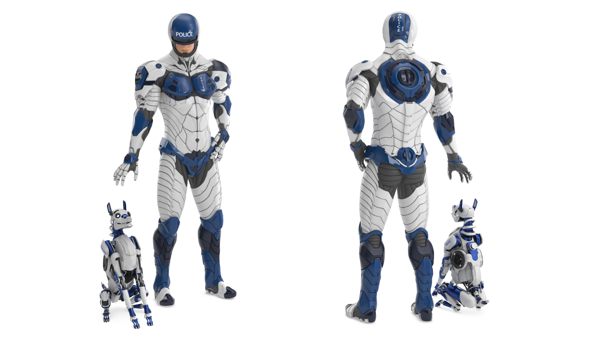 Sci Fi Cop with Robotic Dog 3D