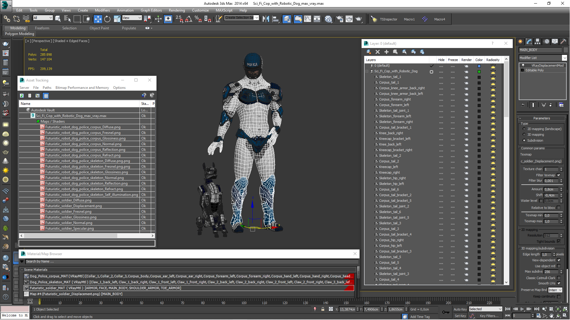 Sci Fi Cop with Robotic Dog 3D