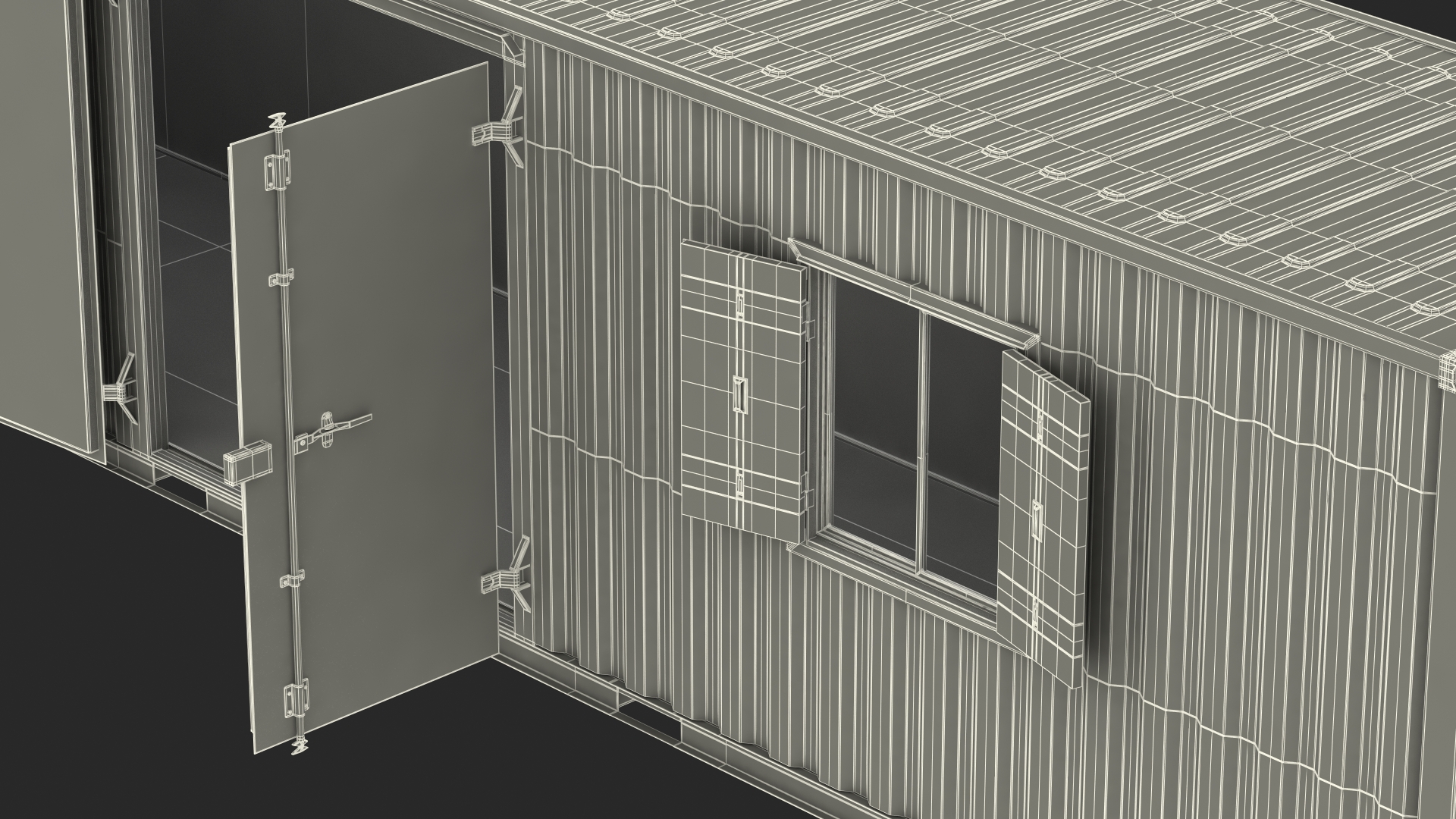 Green Container Office with Wide Door 3D