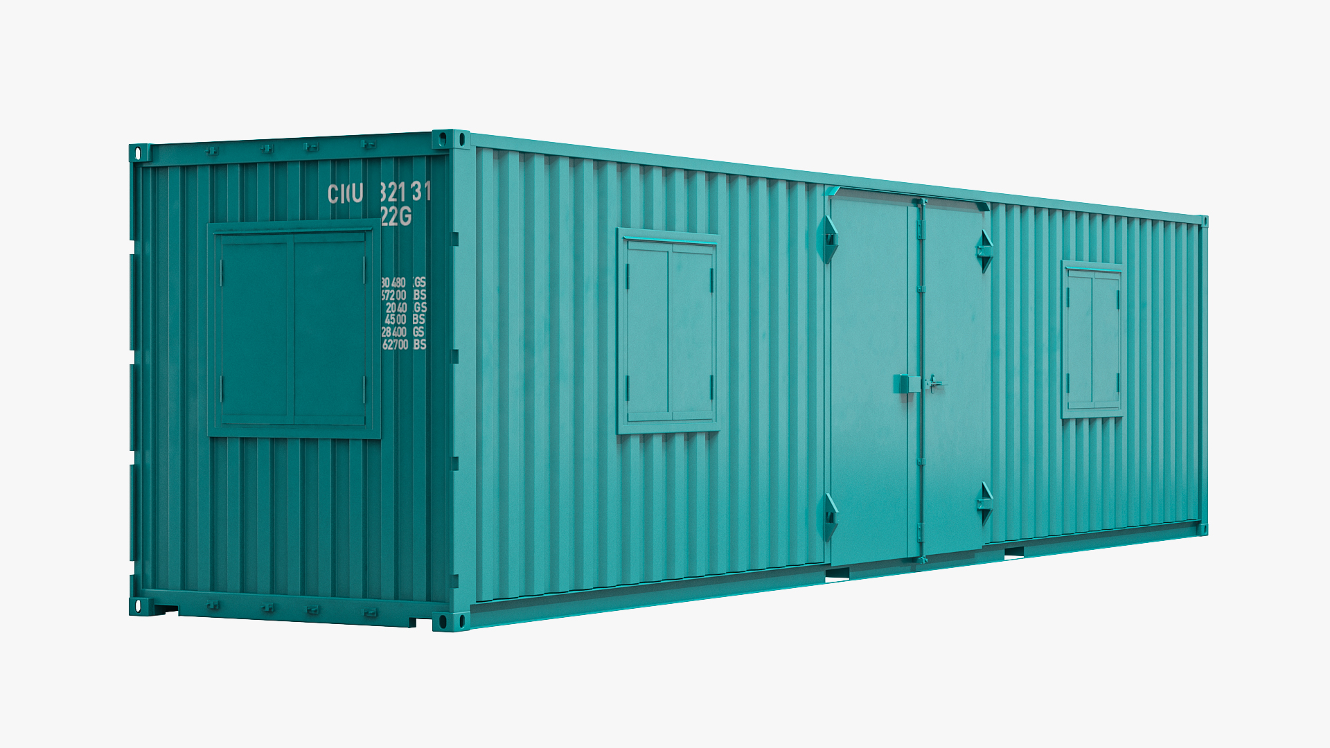 Green Container Office with Wide Door 3D
