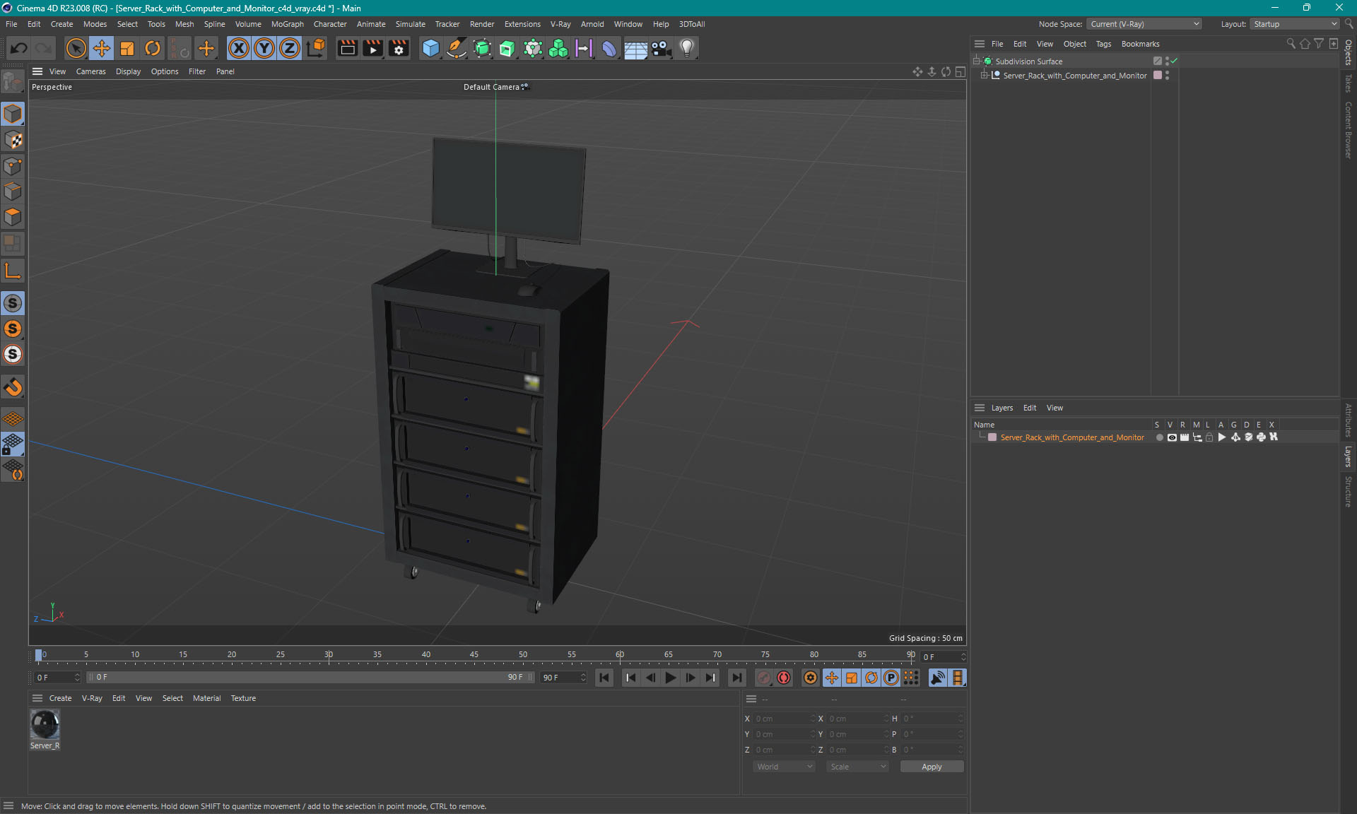 Server Rack with Computer and Monitor 3D