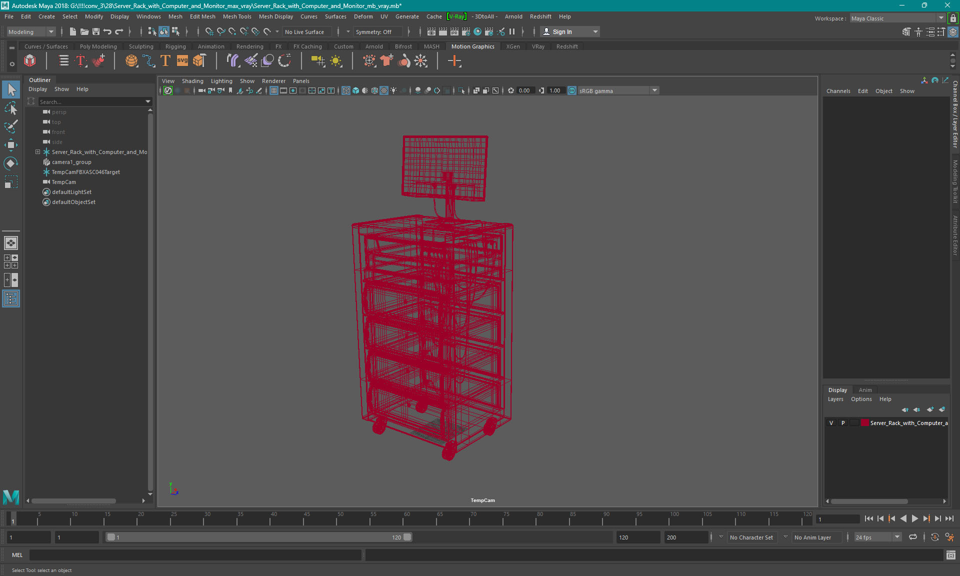 Server Rack with Computer and Monitor 3D