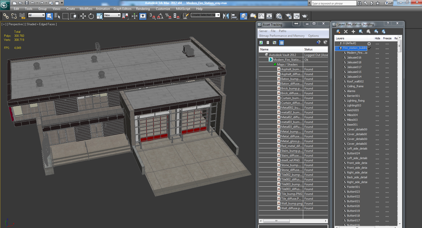 3D Modern Fire Station Building model