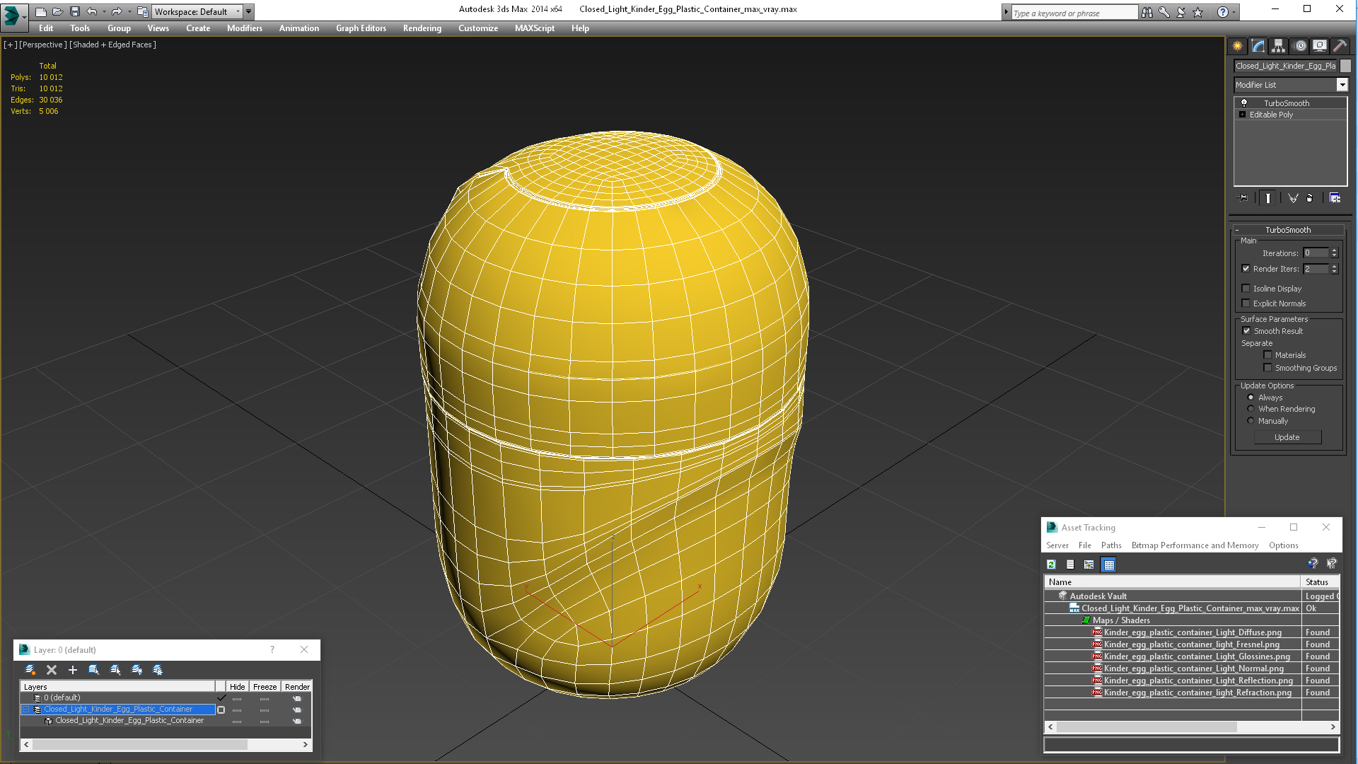 3D Closed Light Kinder Egg Plastic Container
