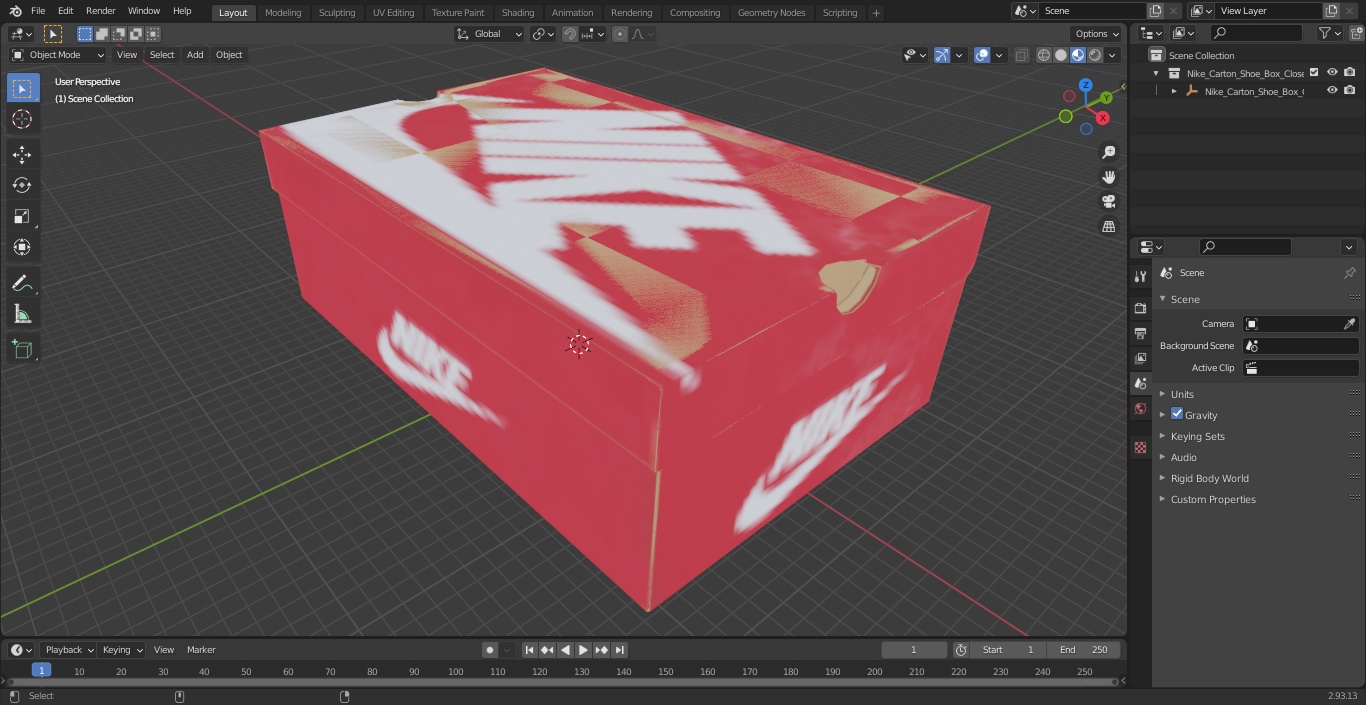 Nike Carton Shoe Box Closed 3D