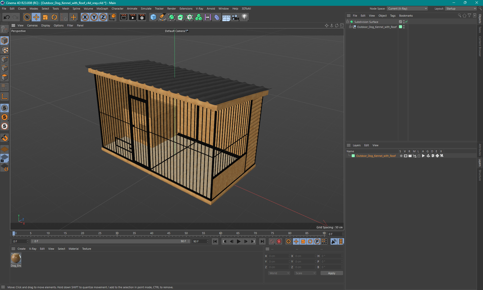 3D Outdoor Dog Kennel with Roof model
