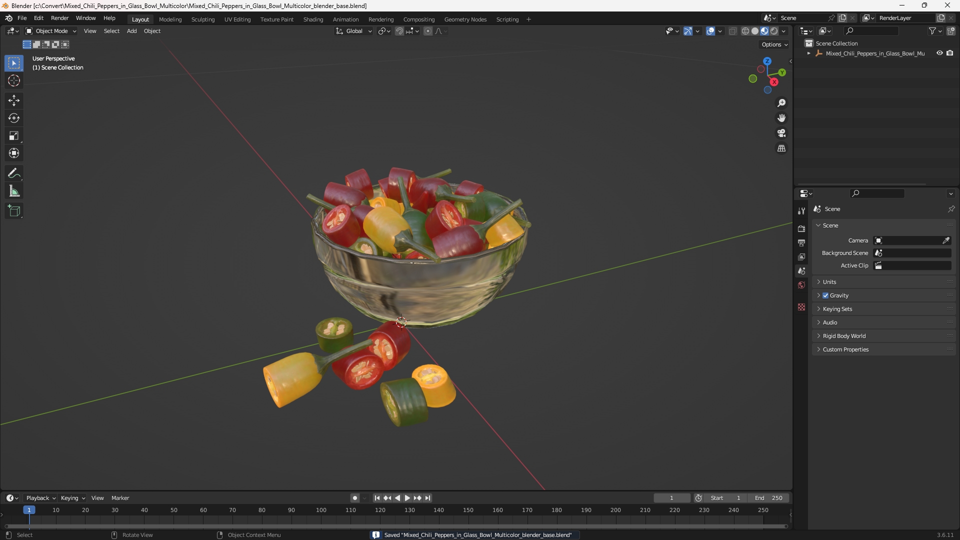 Mixed Chili Peppers in Glass Bowl Multicolor - view 10