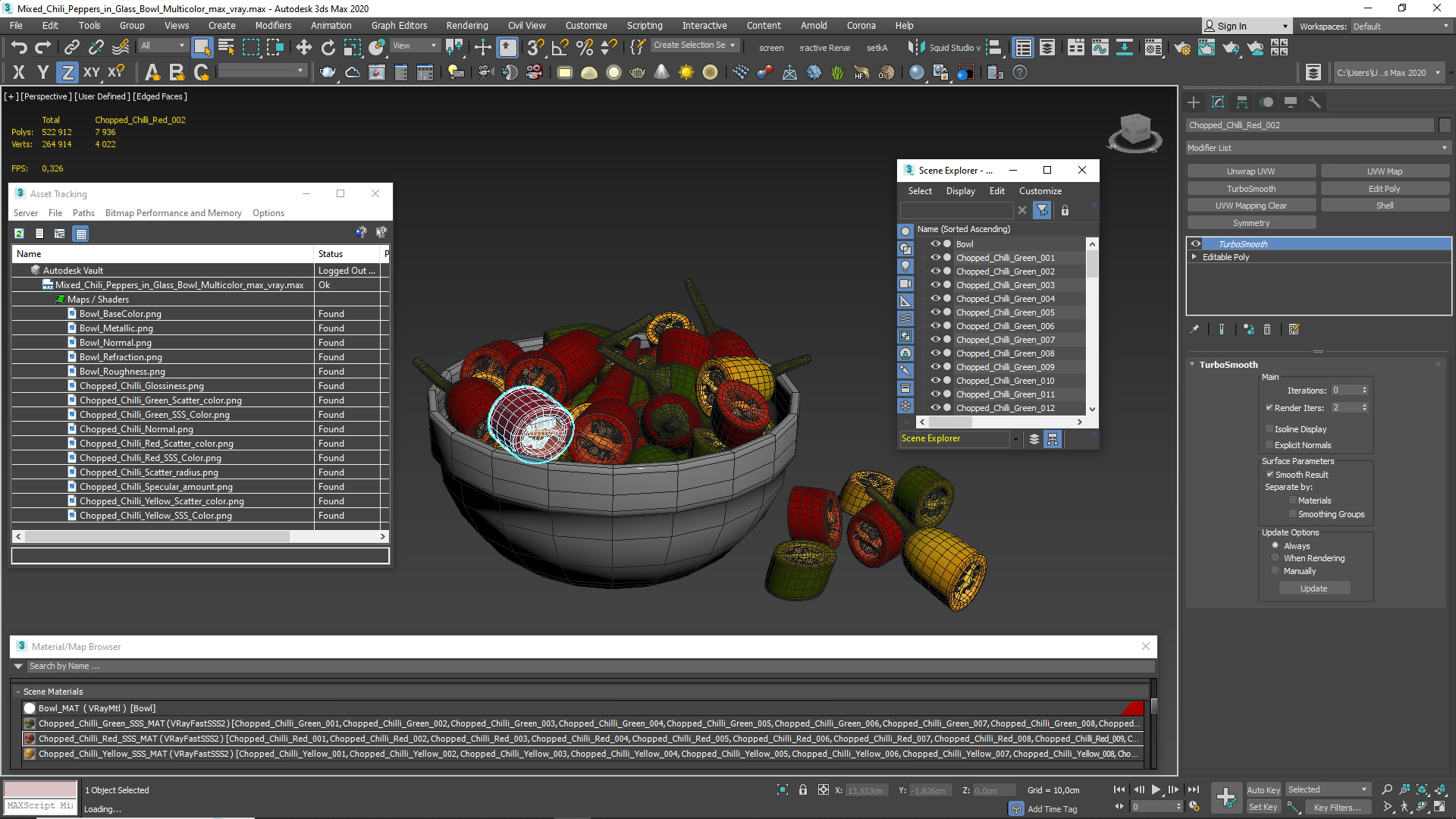 Mixed Chili Peppers in Glass Bowl Multicolor - view 9