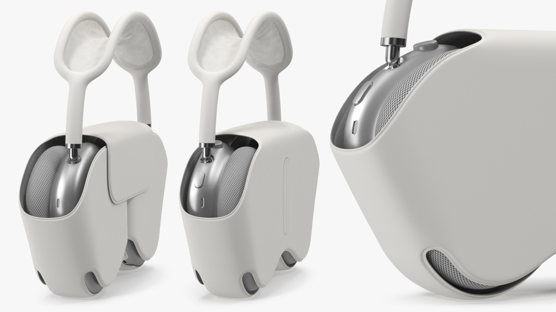 3D Silver AirPods Max with Case model