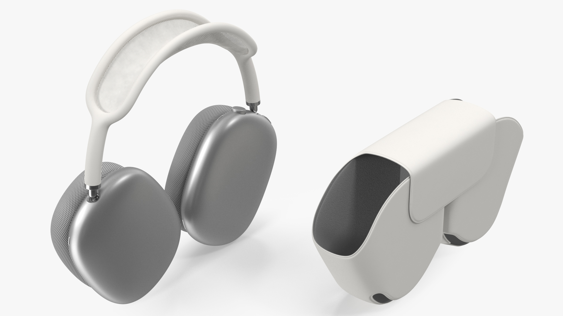 3D Silver AirPods Max with Case model