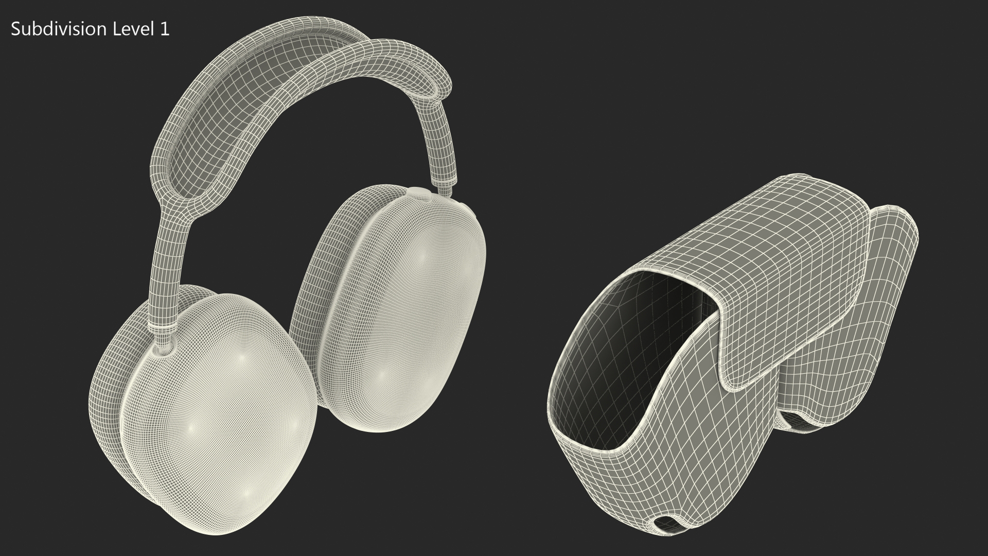 3D Silver AirPods Max with Case model
