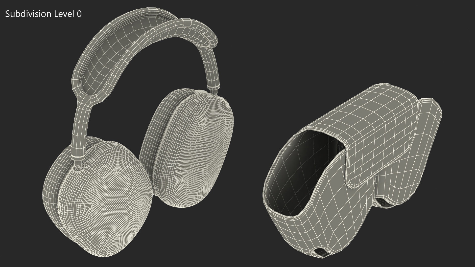 3D Silver AirPods Max with Case model
