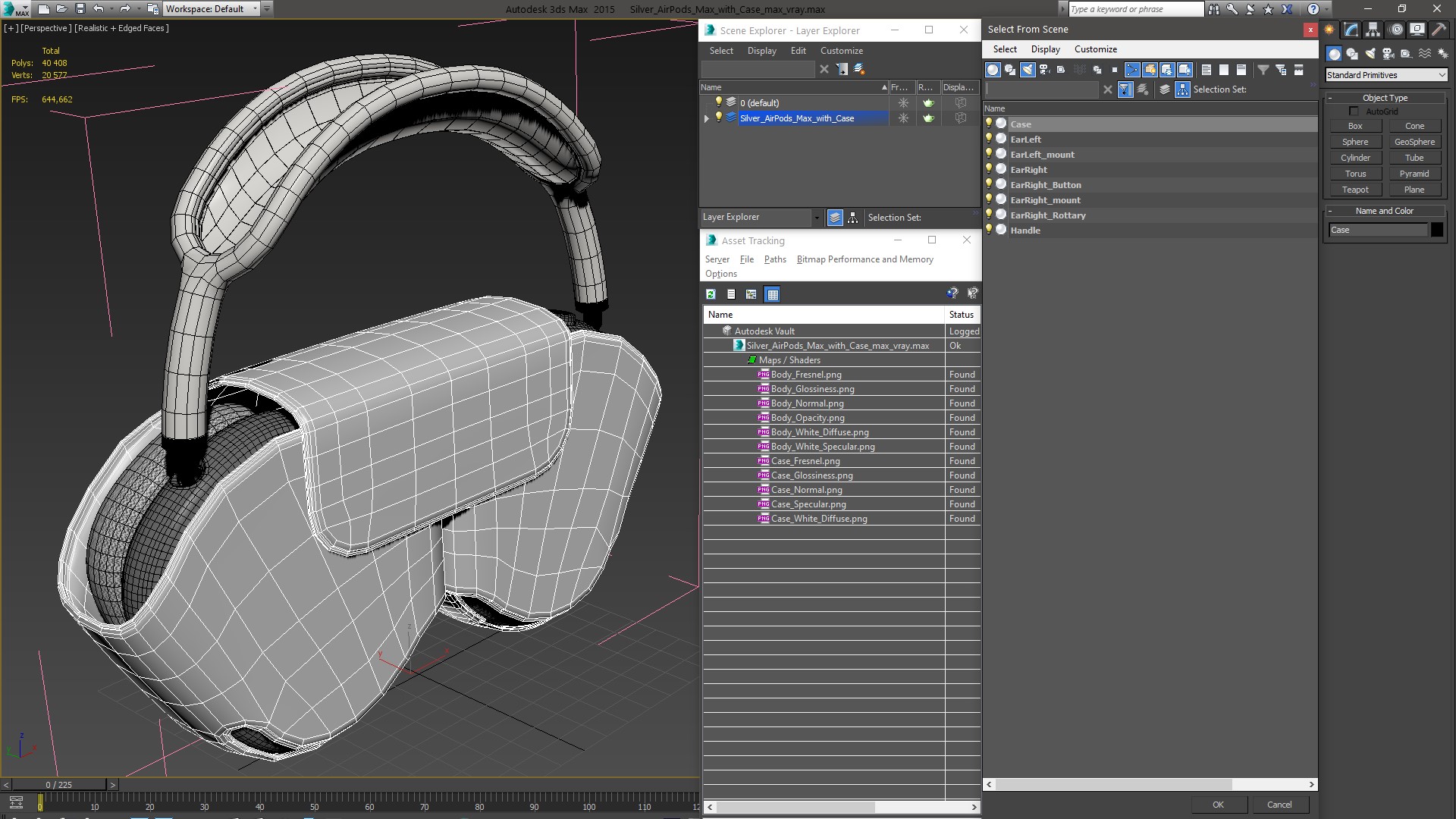 3D Silver AirPods Max with Case model