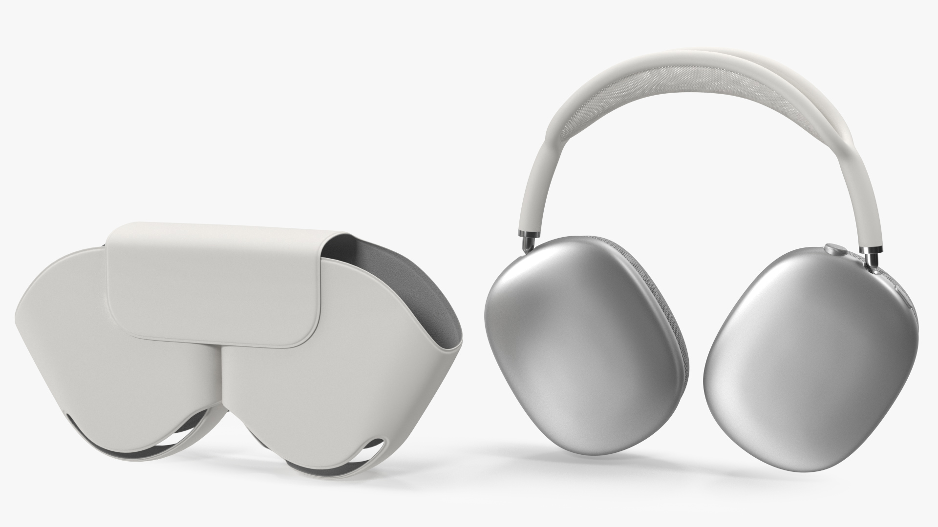 3D Silver AirPods Max with Case model