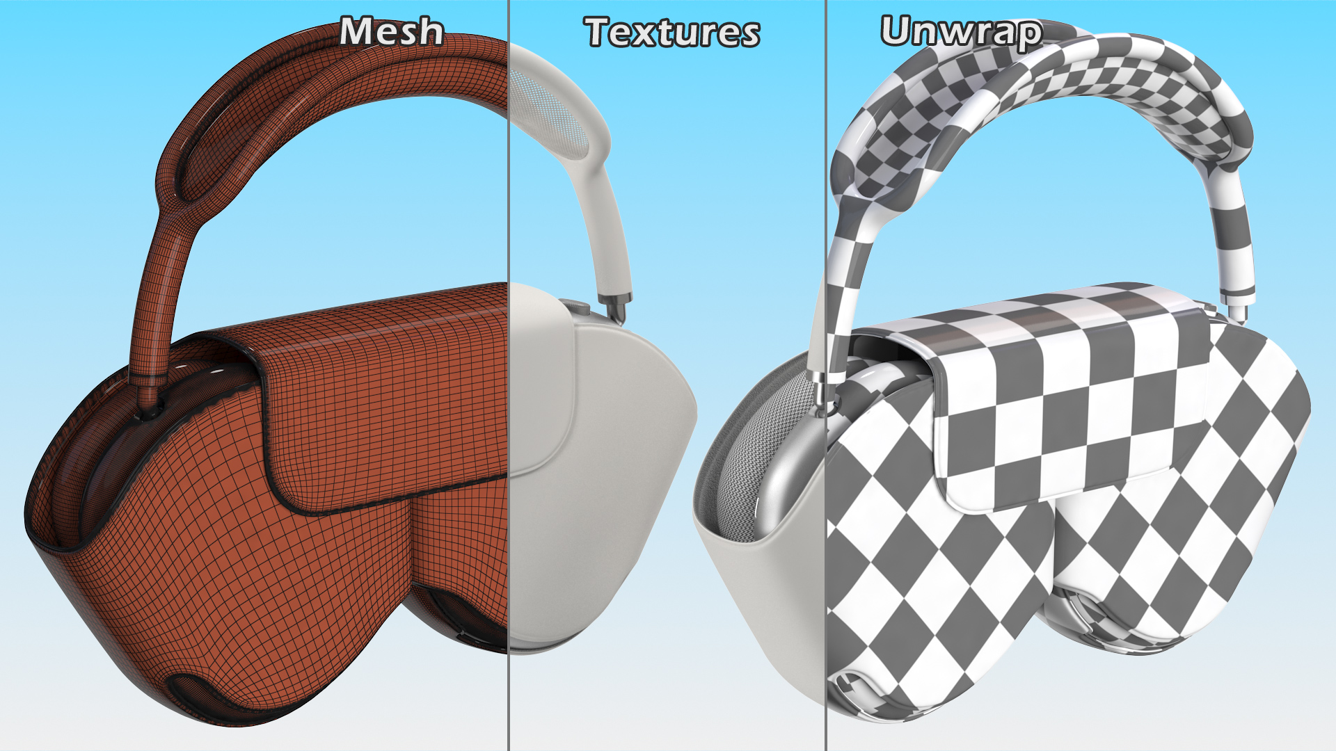 3D Silver AirPods Max with Case model