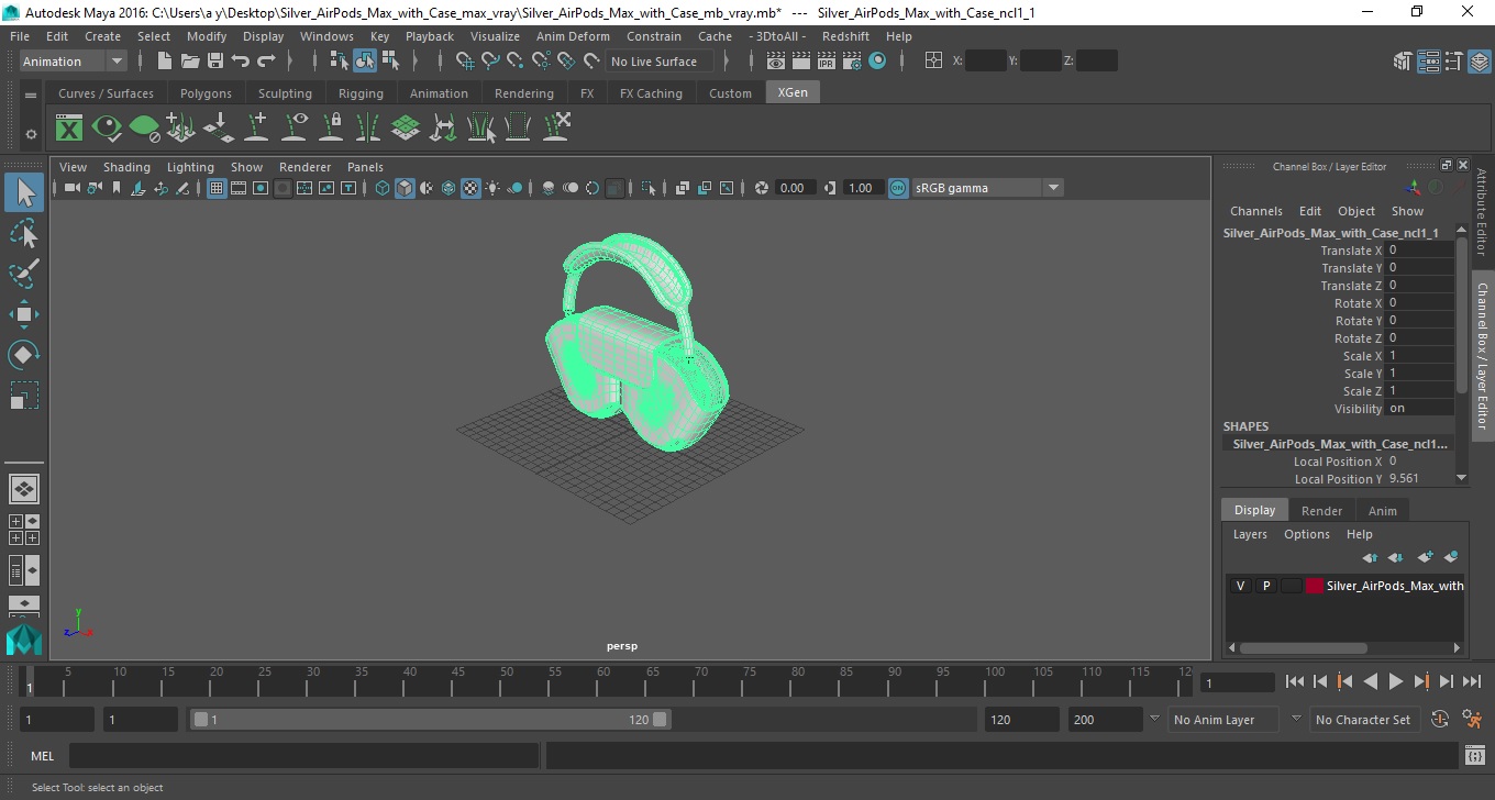 3D Silver AirPods Max with Case model