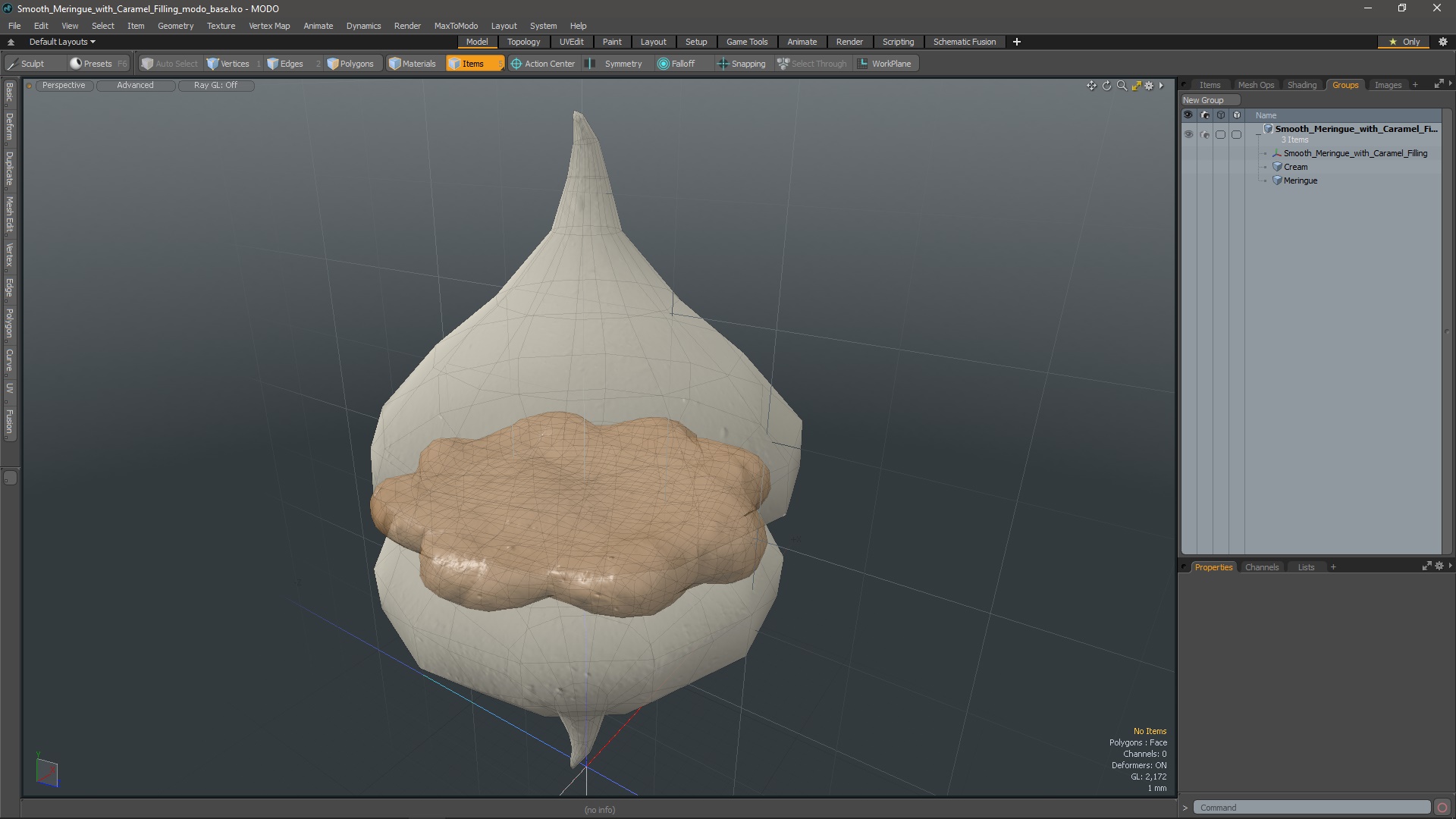 3D Smooth Meringue with Caramel Filling