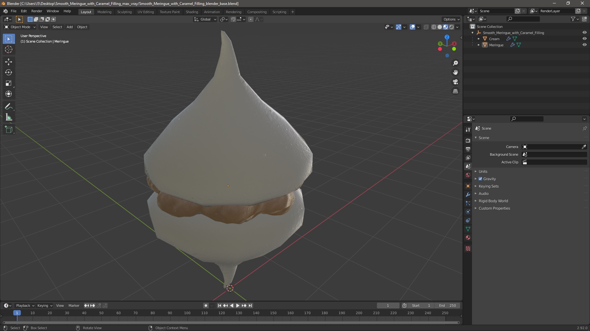 3D Smooth Meringue with Caramel Filling