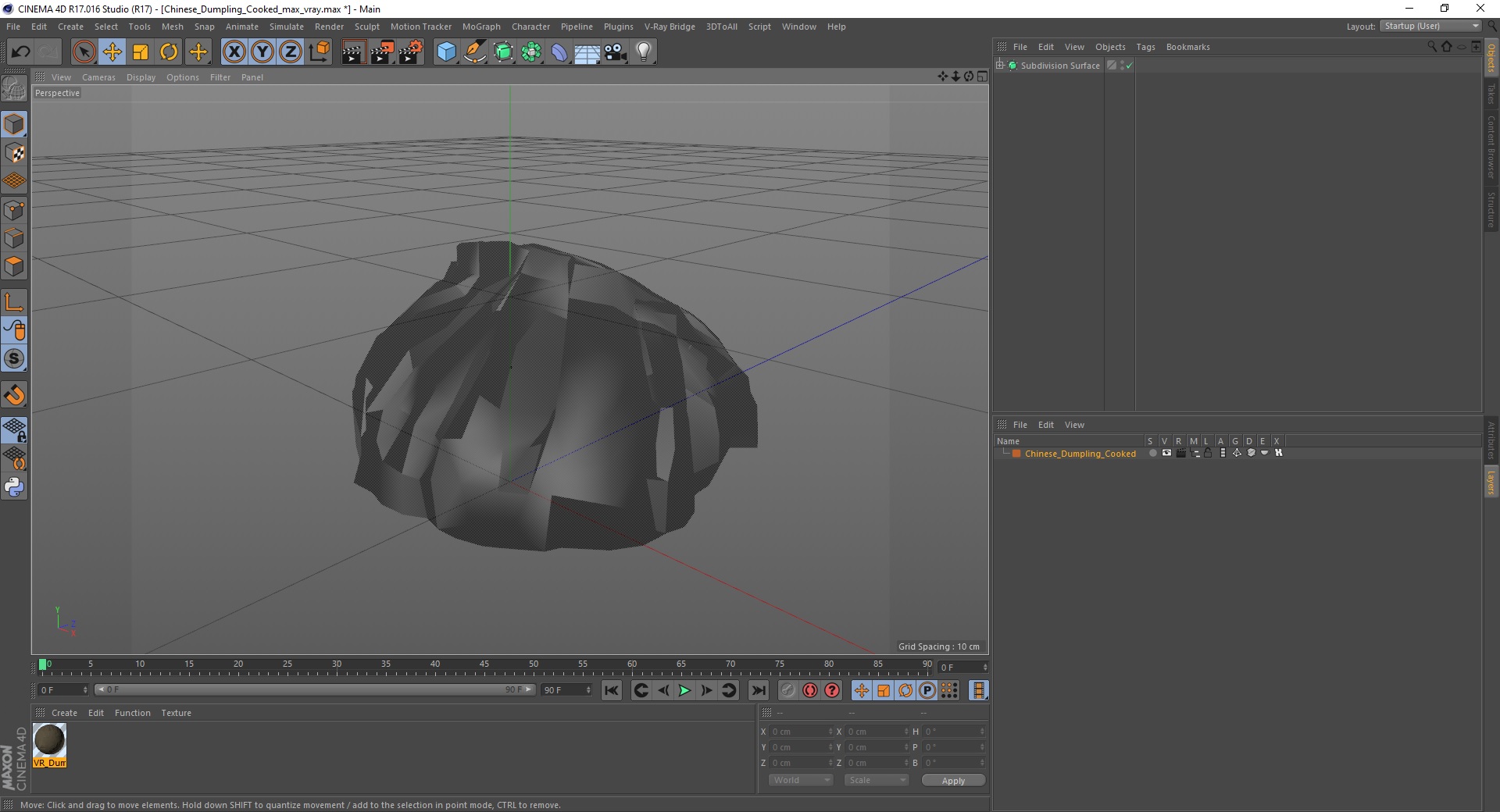 3D Chinese Dumpling Cooked model