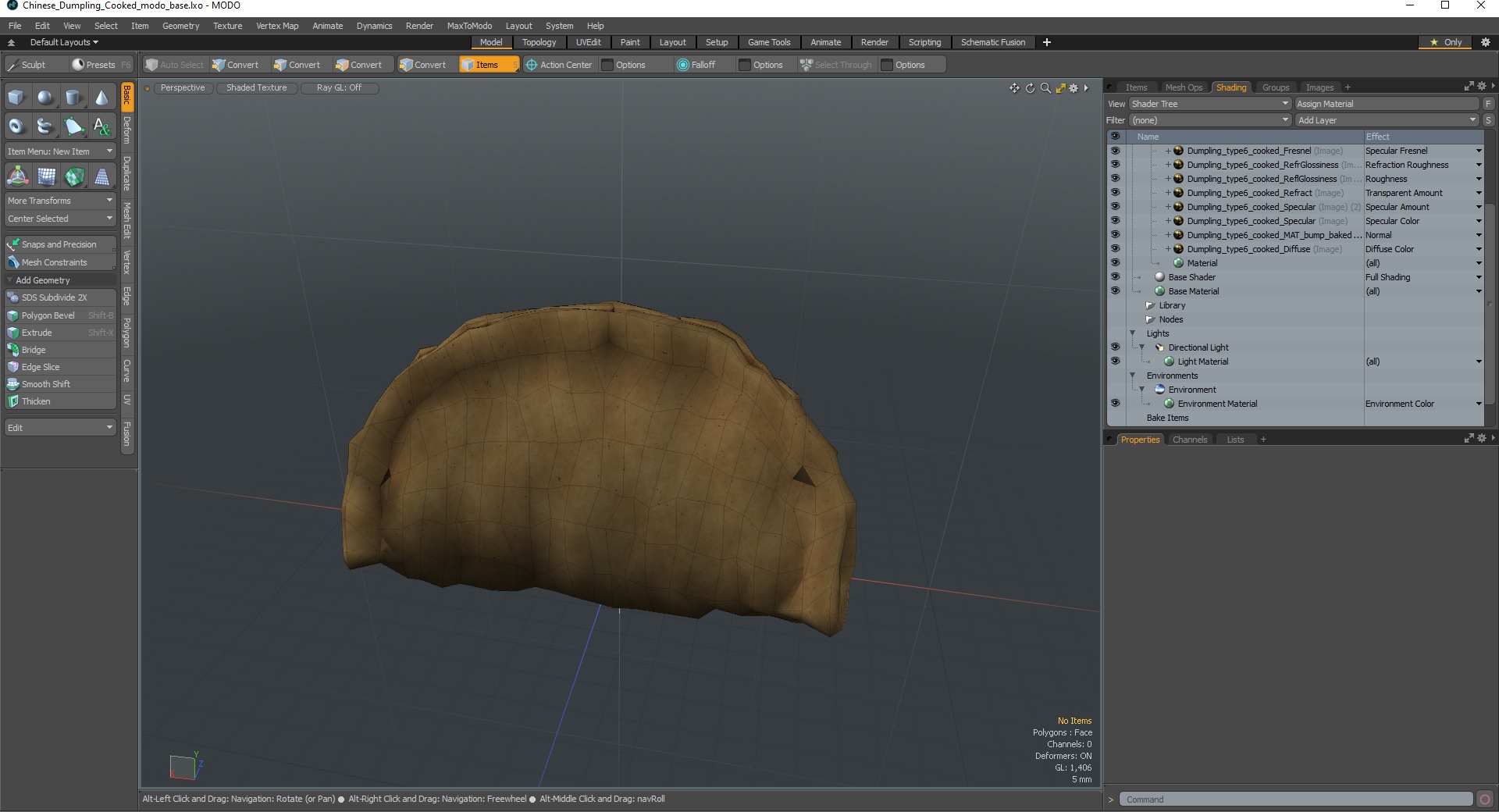 3D Chinese Dumpling Cooked model