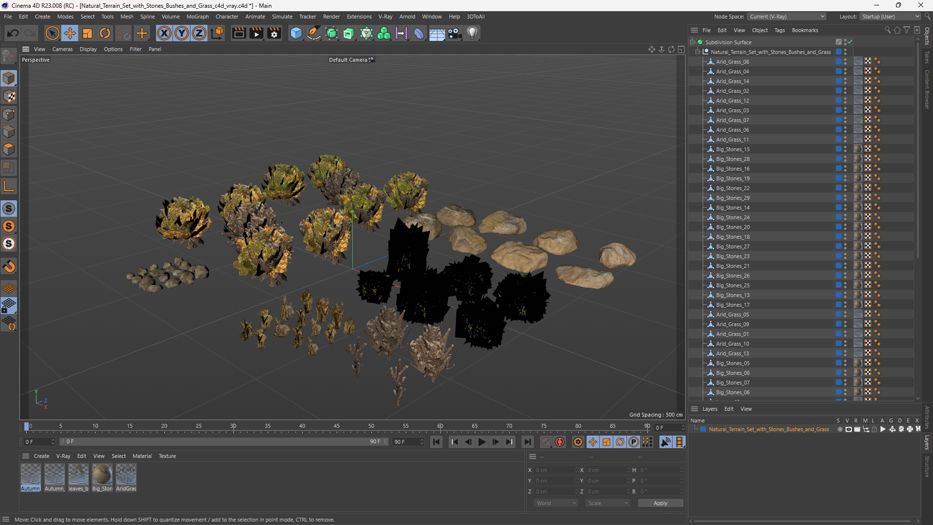 Natural Terrain Set with Stones Bushes and Grass - view 12
