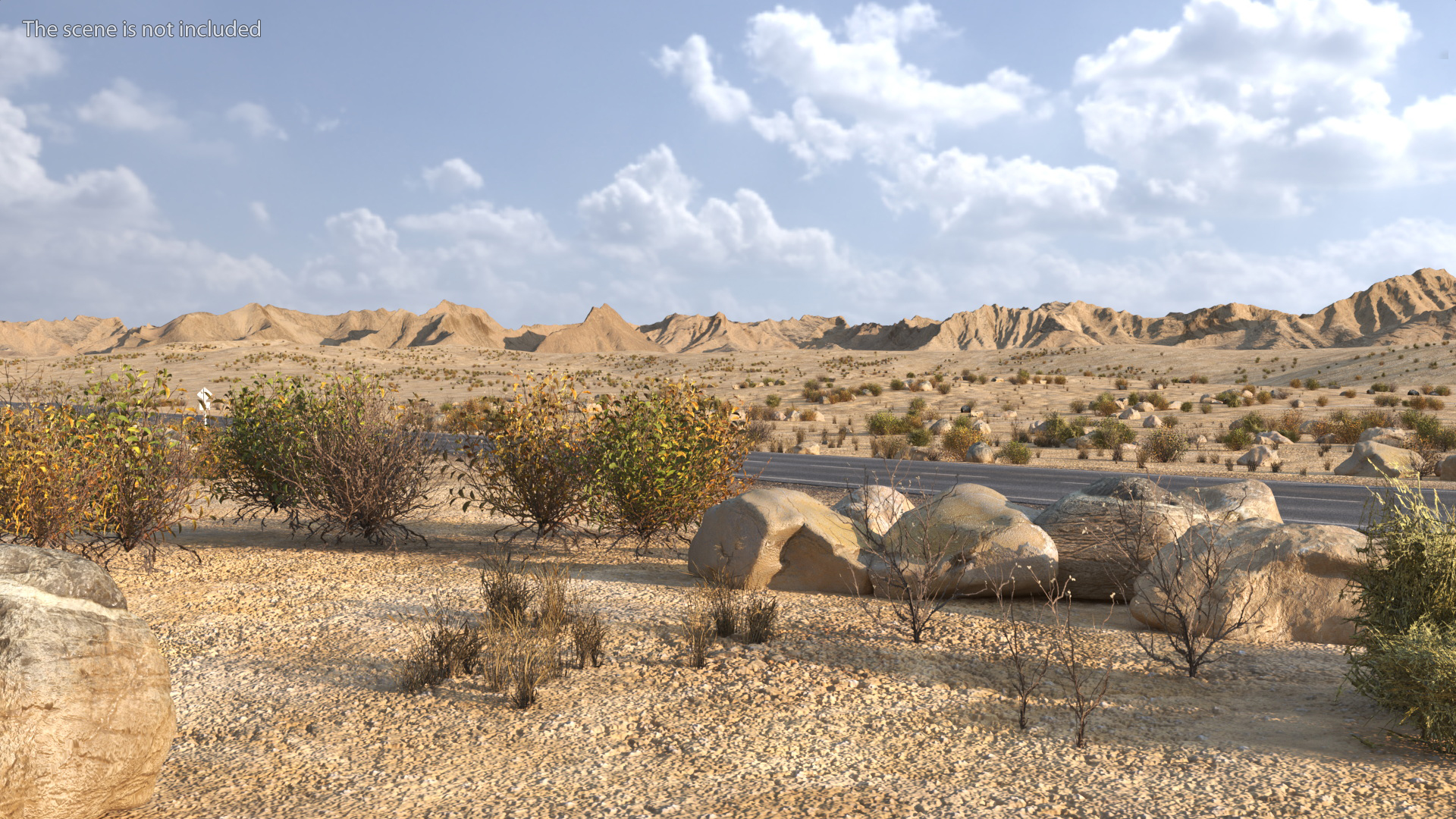 Natural Terrain Set with Stones Bushes and Grass - view 3